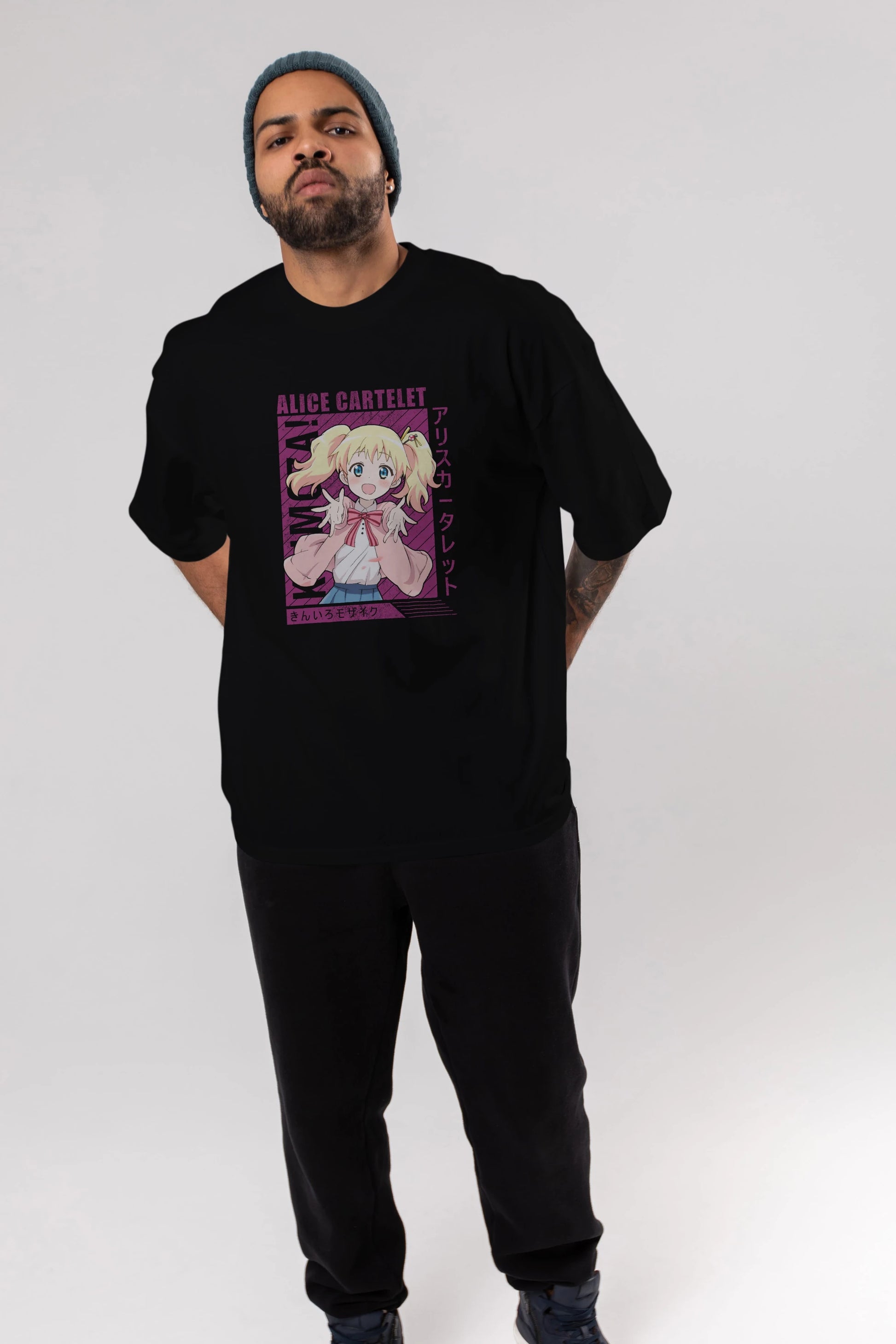 Alice Cartelet 12 Anime Ön Baskılı Oversize t-shirt %100 pamuk Erkek Kadın Unisex