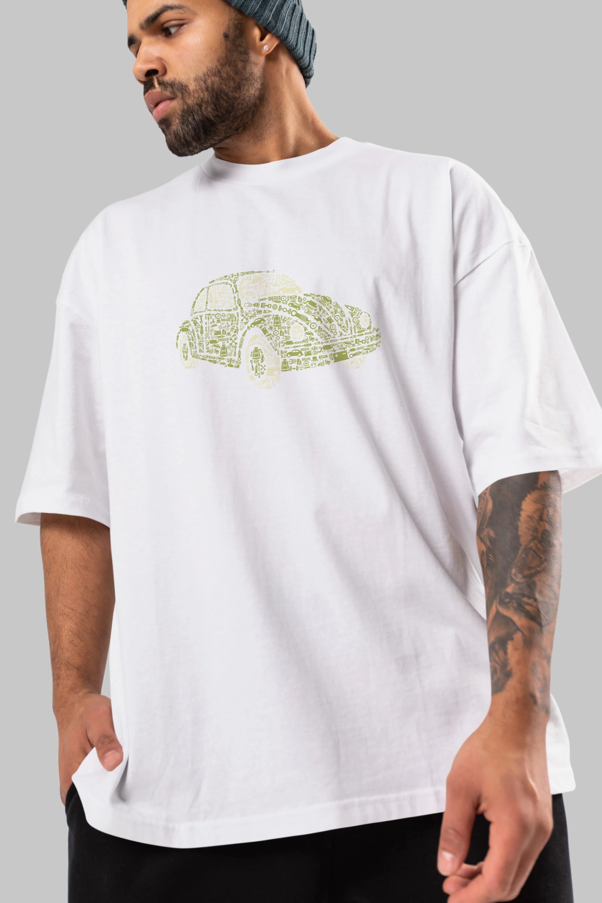 Beetle Ön Baskılı Oversize t-shirt %100 pamuk Erkek Kadın Unisex