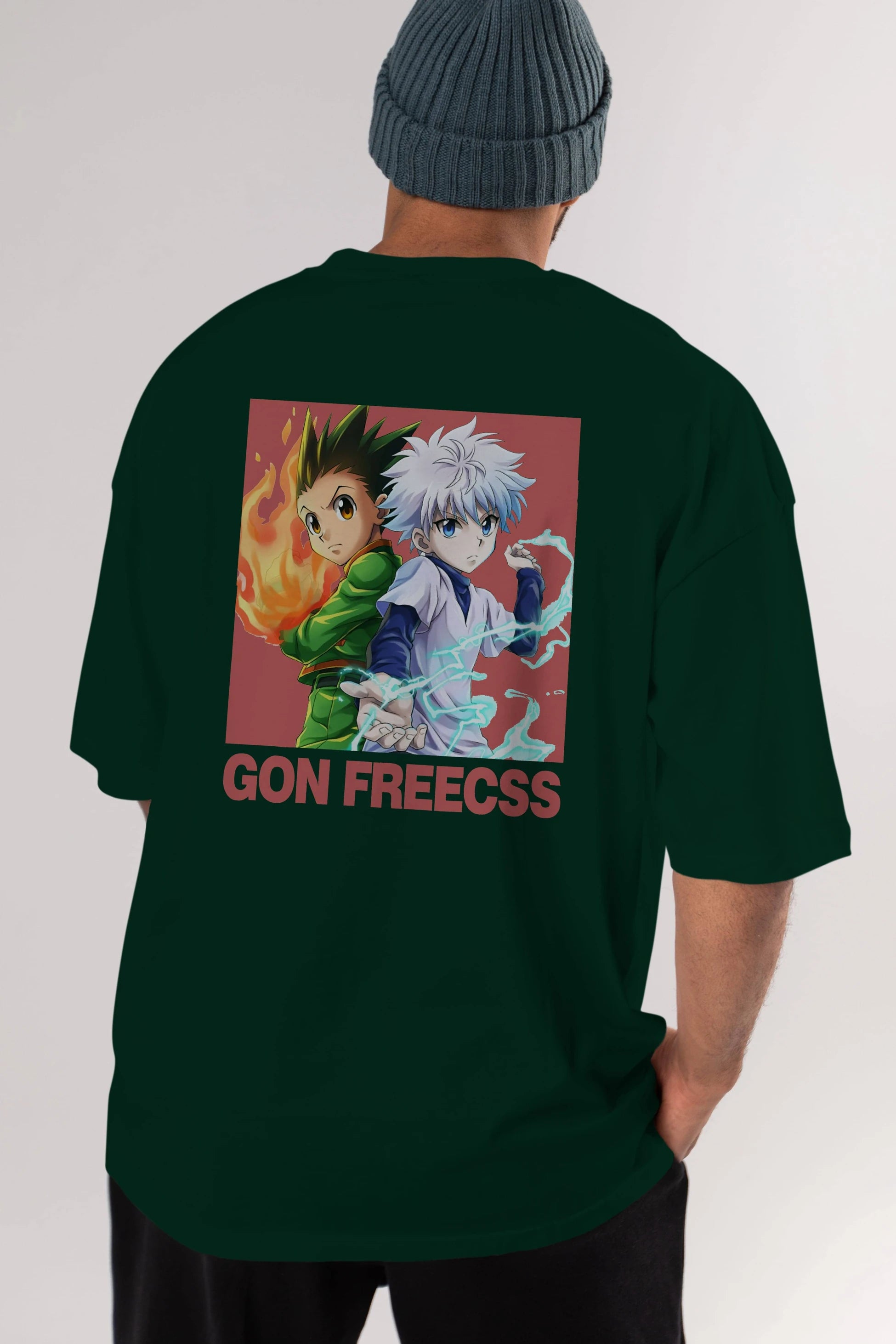 Gon Freecss HUNTER X HUNTER 4 Anime Arka Baskılı Oversize t-shirt Erkek Kadın Unisex
