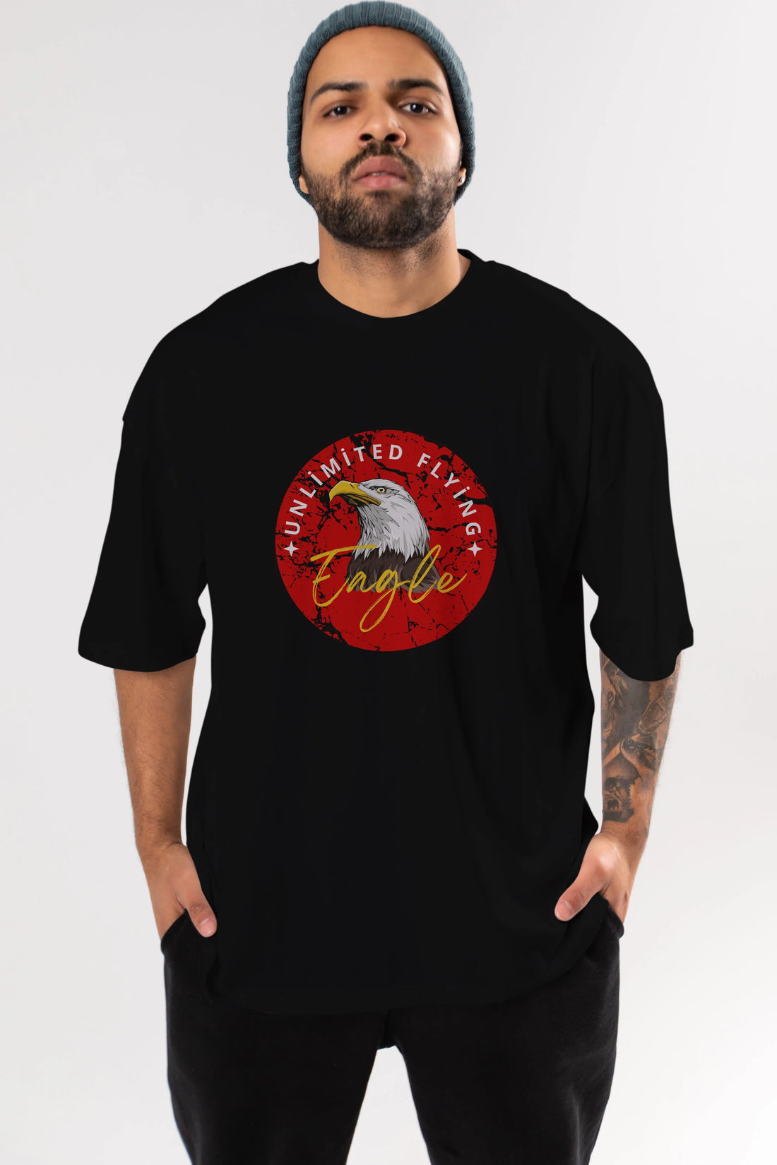 Unlimited Flying Yazılı Ön Baskılı Oversize t-shirt Erkek Kadın Unisex