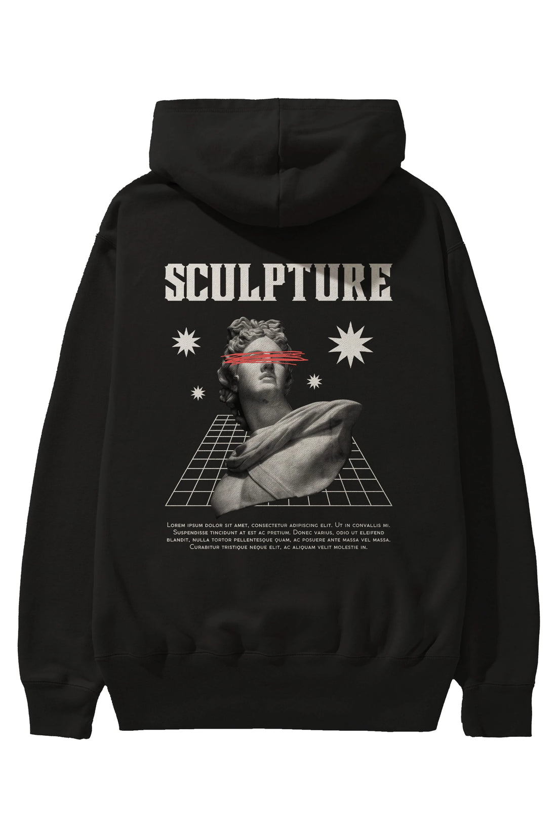 Sculpture Yazılı Arka Baskılı Oversize Hoodie Kapüşonlu Sweatshirt Erkek Kadın Unisex