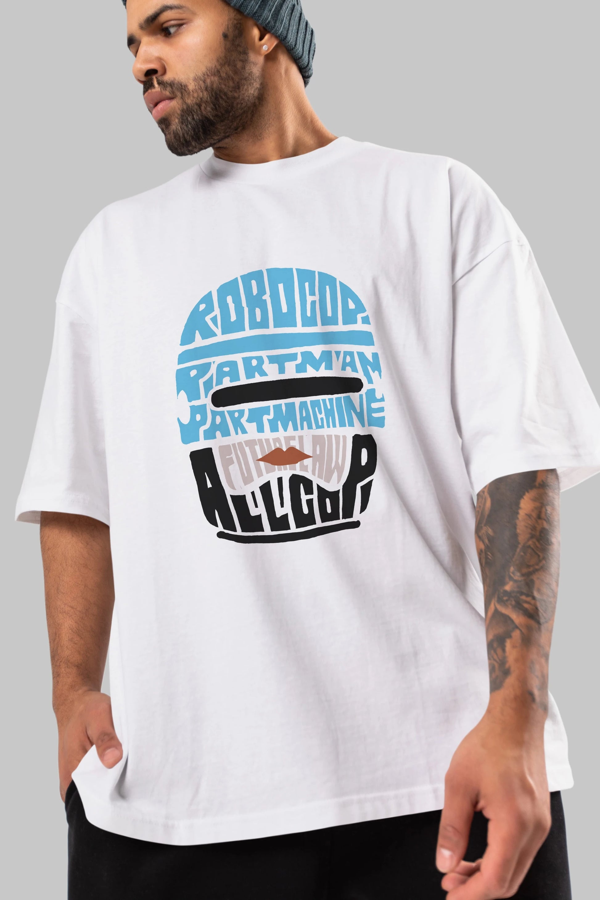 Robocop Ön Baskılı Oversize t-shirt %100 pamuk Erkek Kadın Unisex