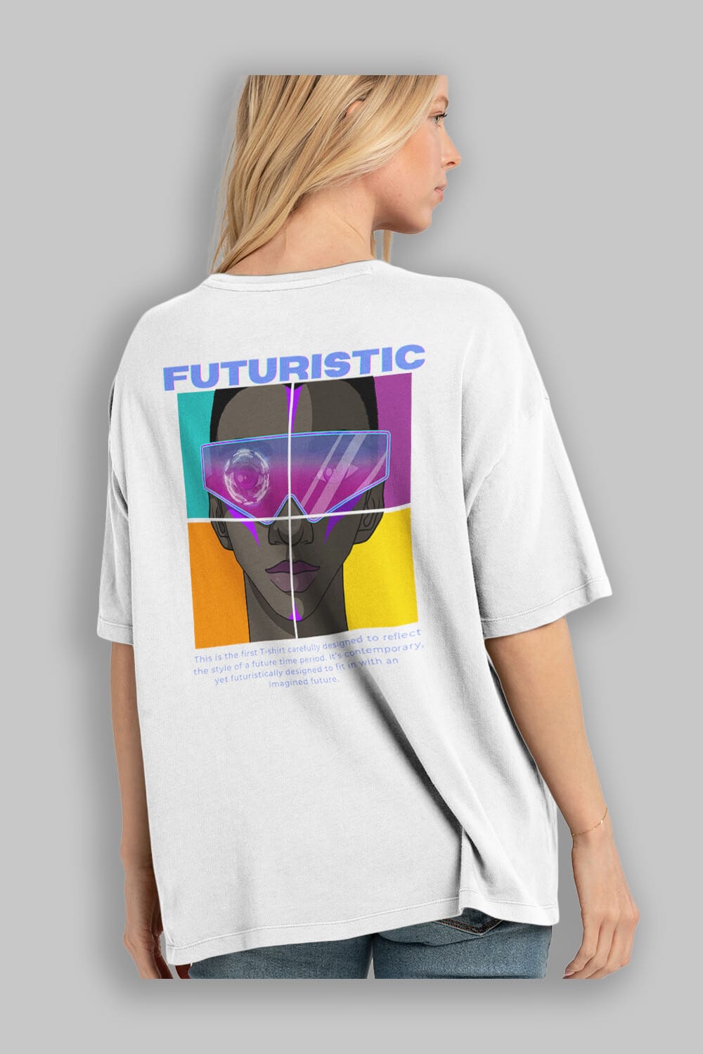 Futuristic Streetwear Arka Baskılı Oversize t-shirt Erkek Kadın Unisex