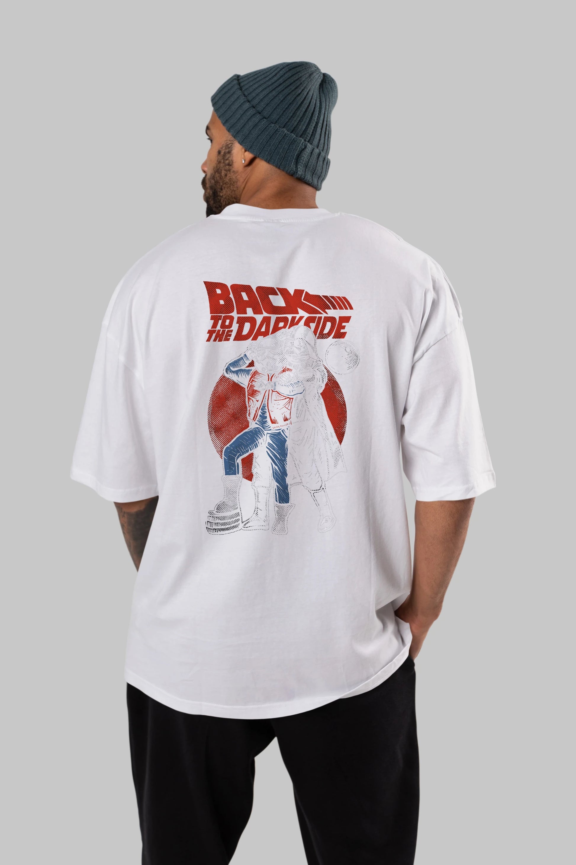 Back To The Darkside Arka Baskılı Oversize t-shirt Erkek Kadın Unisex %100 Pamuk