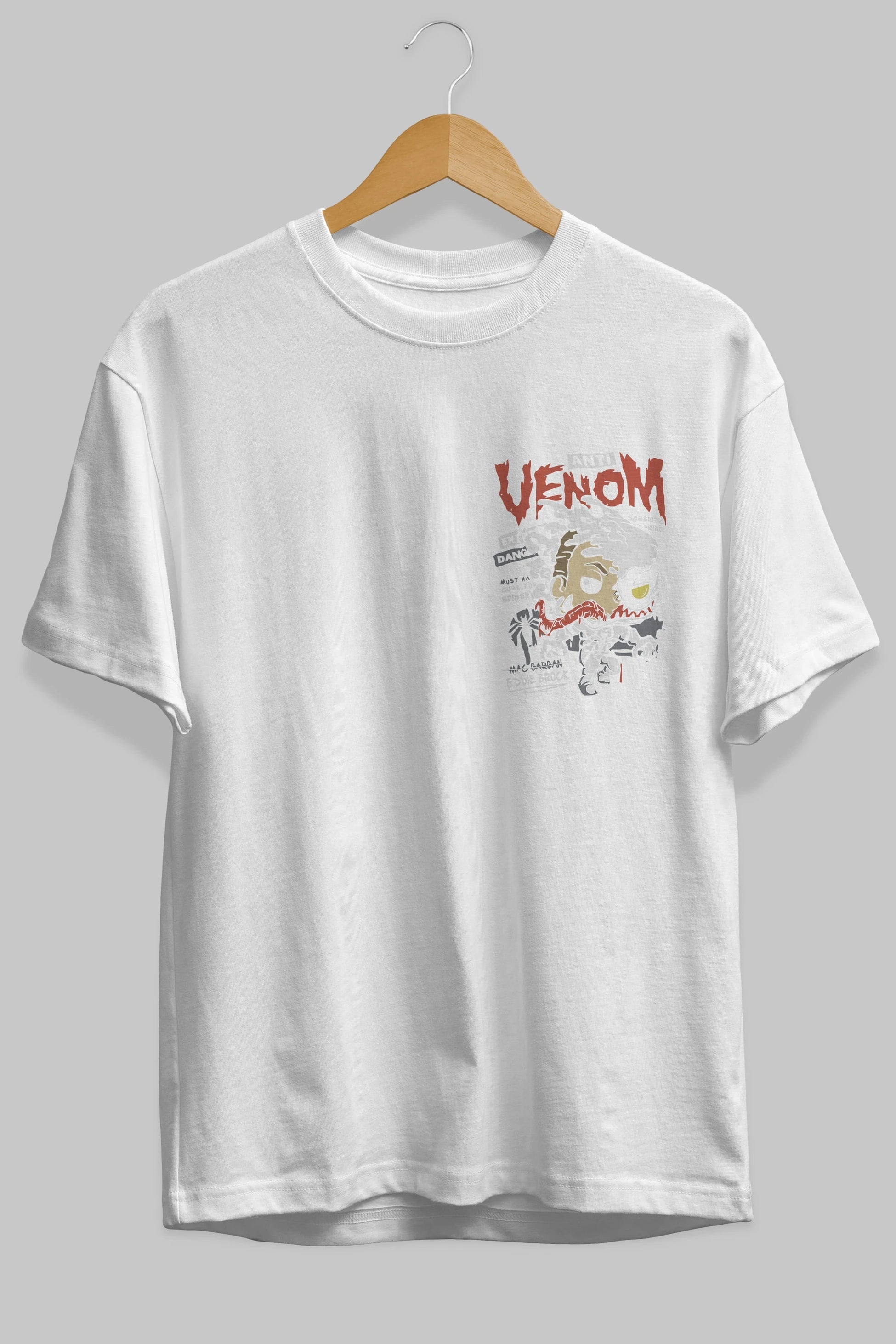 Venom (9) Ön Sol Baskılı Oversize t-shirt Erkek Kadın Unisex %100 Pamuk Bisiklet Yaka tişort