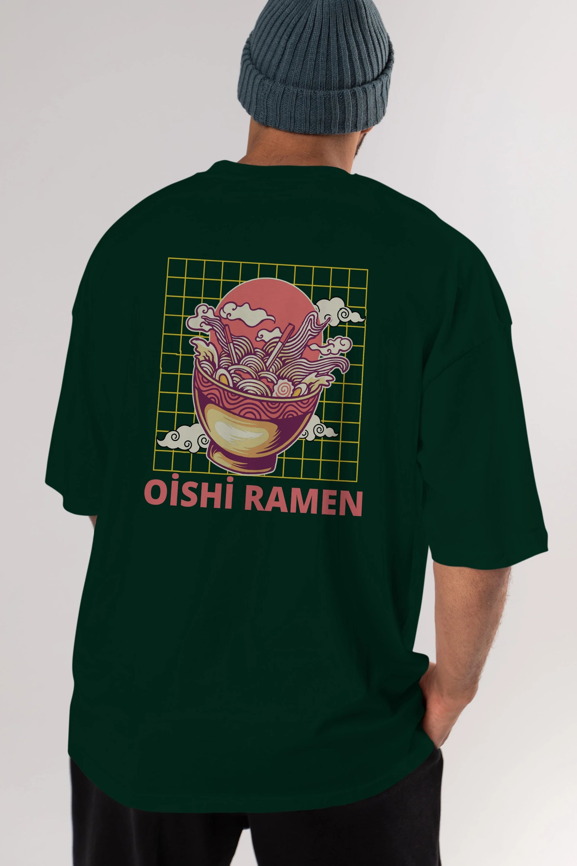 Oishi Ramen Yazılı Arka Baskılı Oversize t-shirt Erkek Kadın Unisex