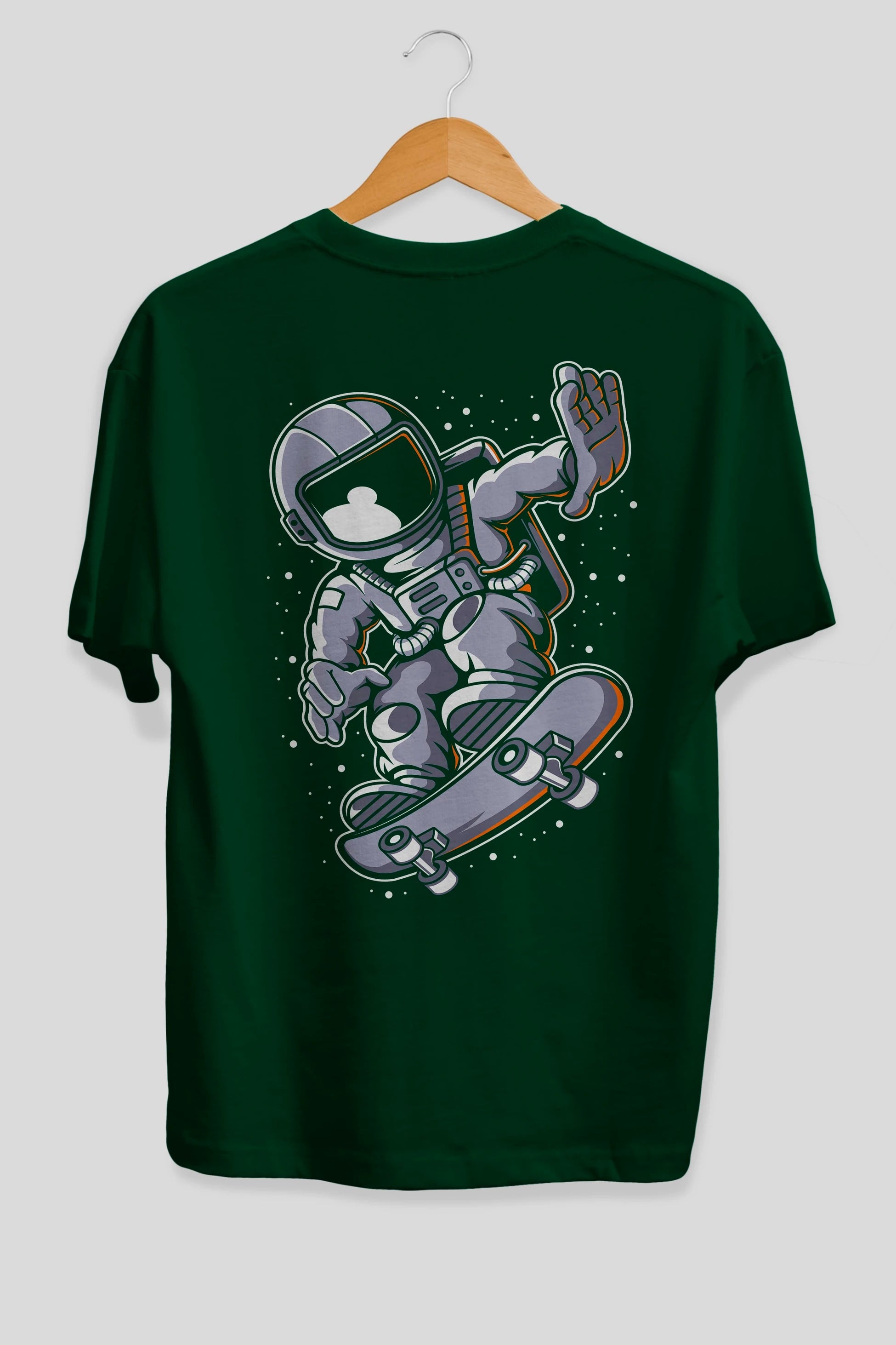 Astronaut Skateboard Arka Baskılı Oversize t-shirt Erkek Kadın Unisex