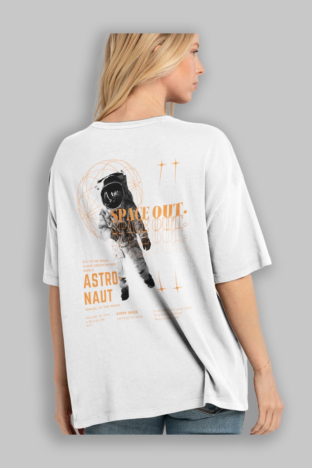 Astronaut Space Out Yazılı Arka Baskılı Oversize t-shirt Erkek Kadın Unisex