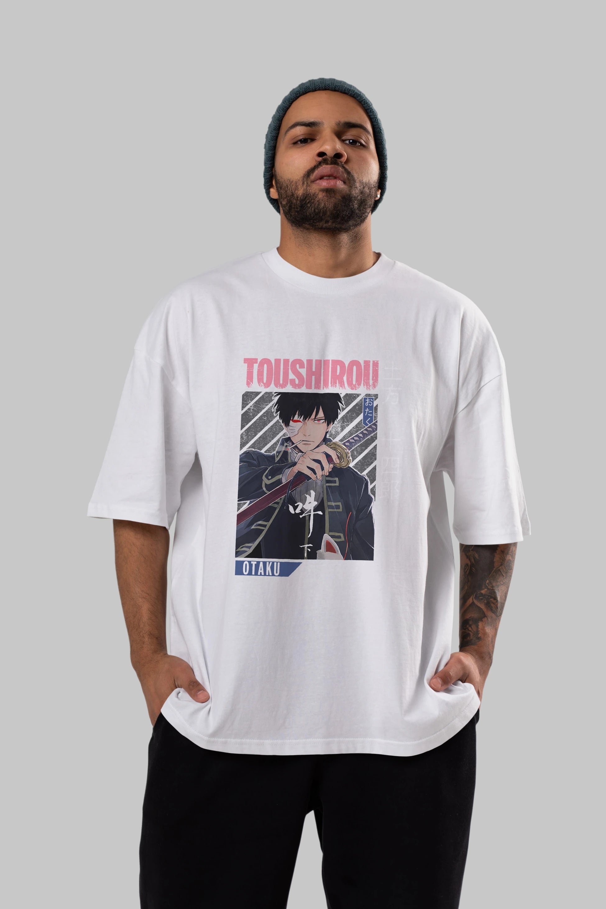 Toushirou Hijikata 1 Anime Ön Baskılı Oversize t-shirt %100 pamuk Erkek Kadın Unisex