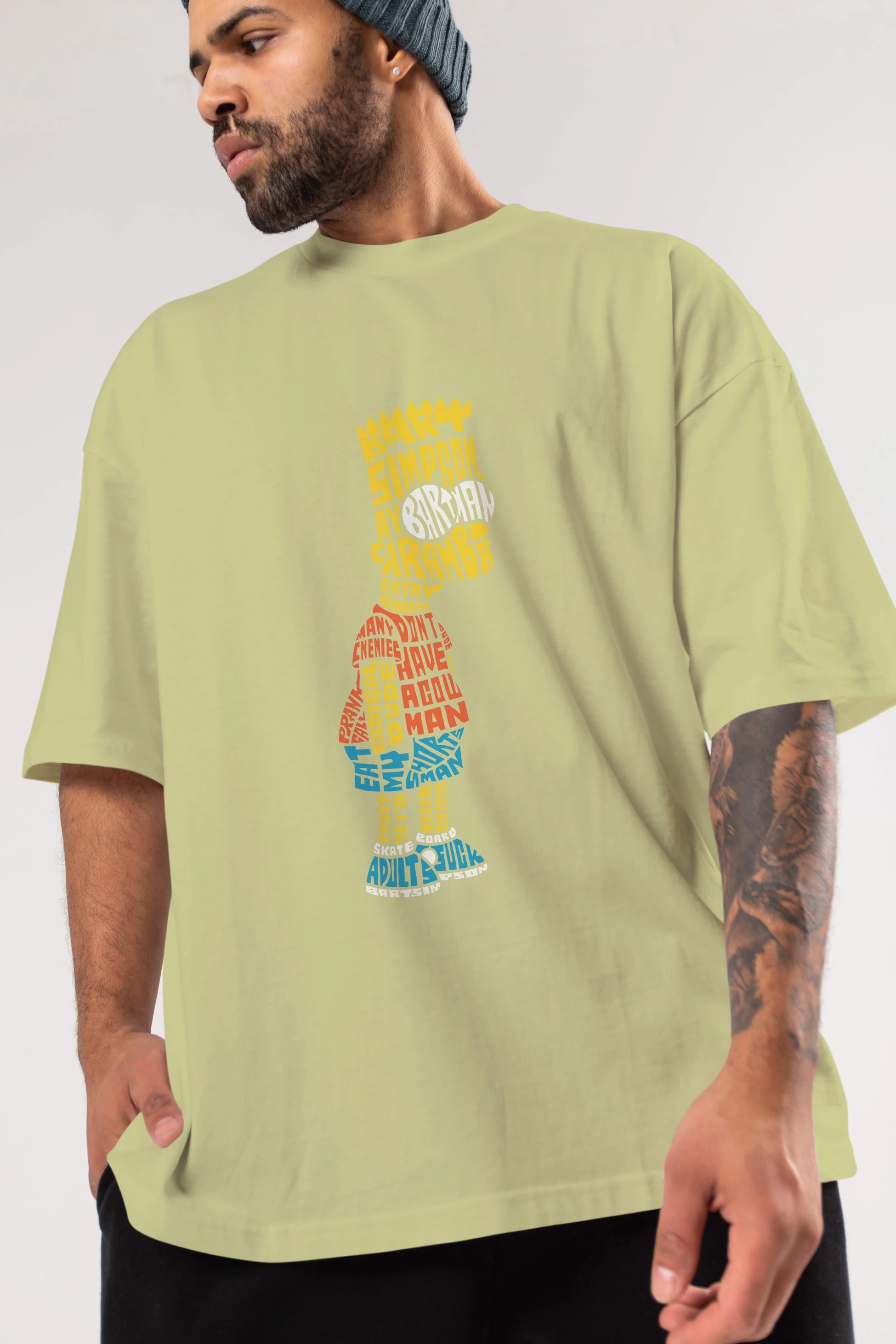 Bart Simpson Ön Baskılı Oversize t-shirt %100 pamuk Erkek Kadın Unisex