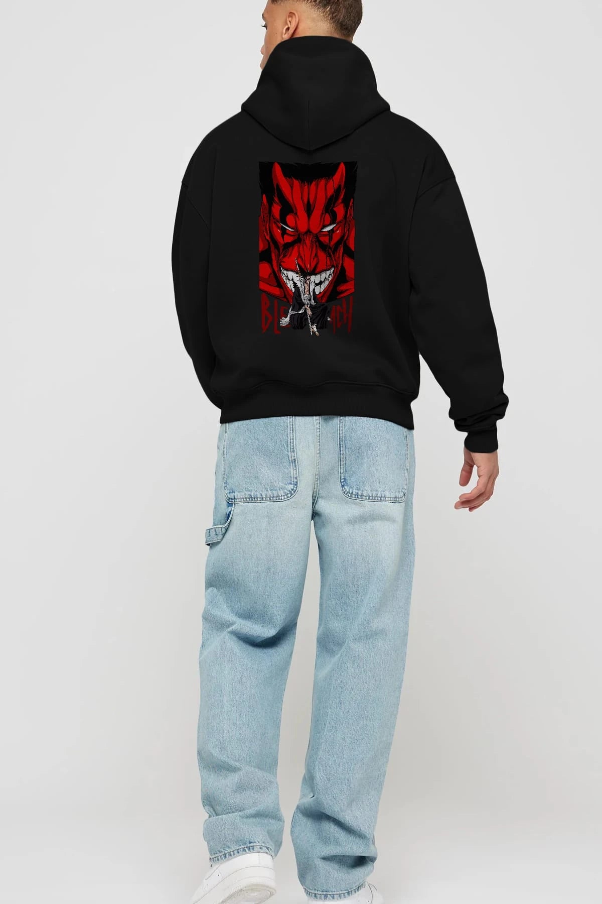 KENPACHI ZARAKI BLEACH Anime Arka Baskılı Hoodie Oversize Kapüşonlu Sweatshirt Erkek Kadın Unisex