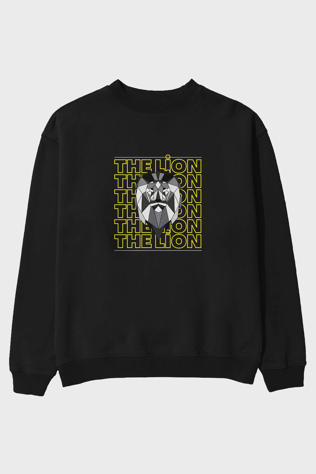 The Lion Yazılı Ön Baskılı Oversize Sweatshirt Erkek Kadın Unisex