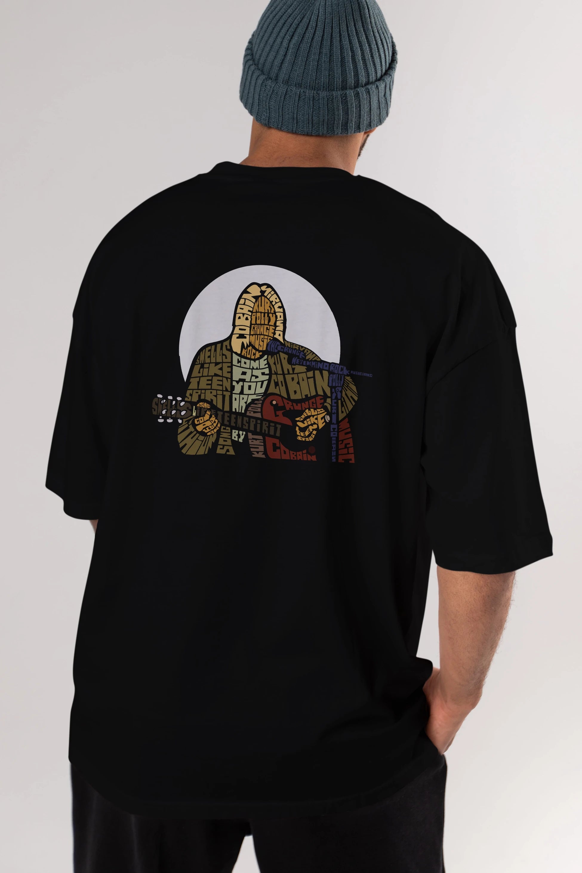Kurt Cobain Arka Baskılı Oversize t-shirt %100 pamuk Erkek Kadın Unisex