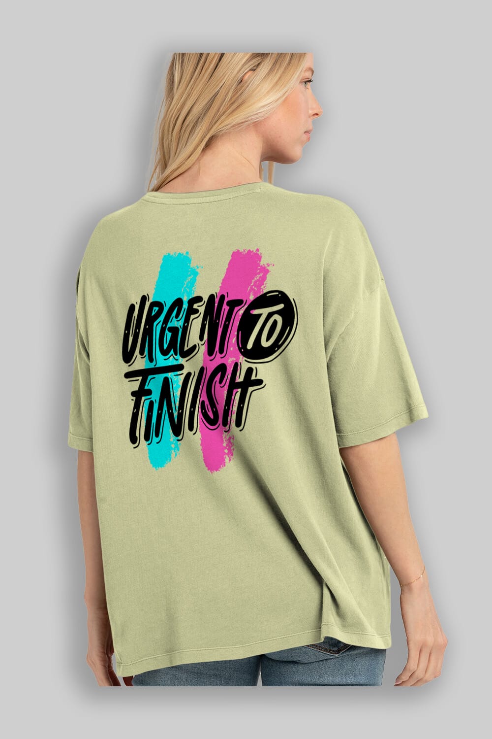 Urgent To Finish Arka Baskılı Oversize t-shirt Erkek Kadın Unisex