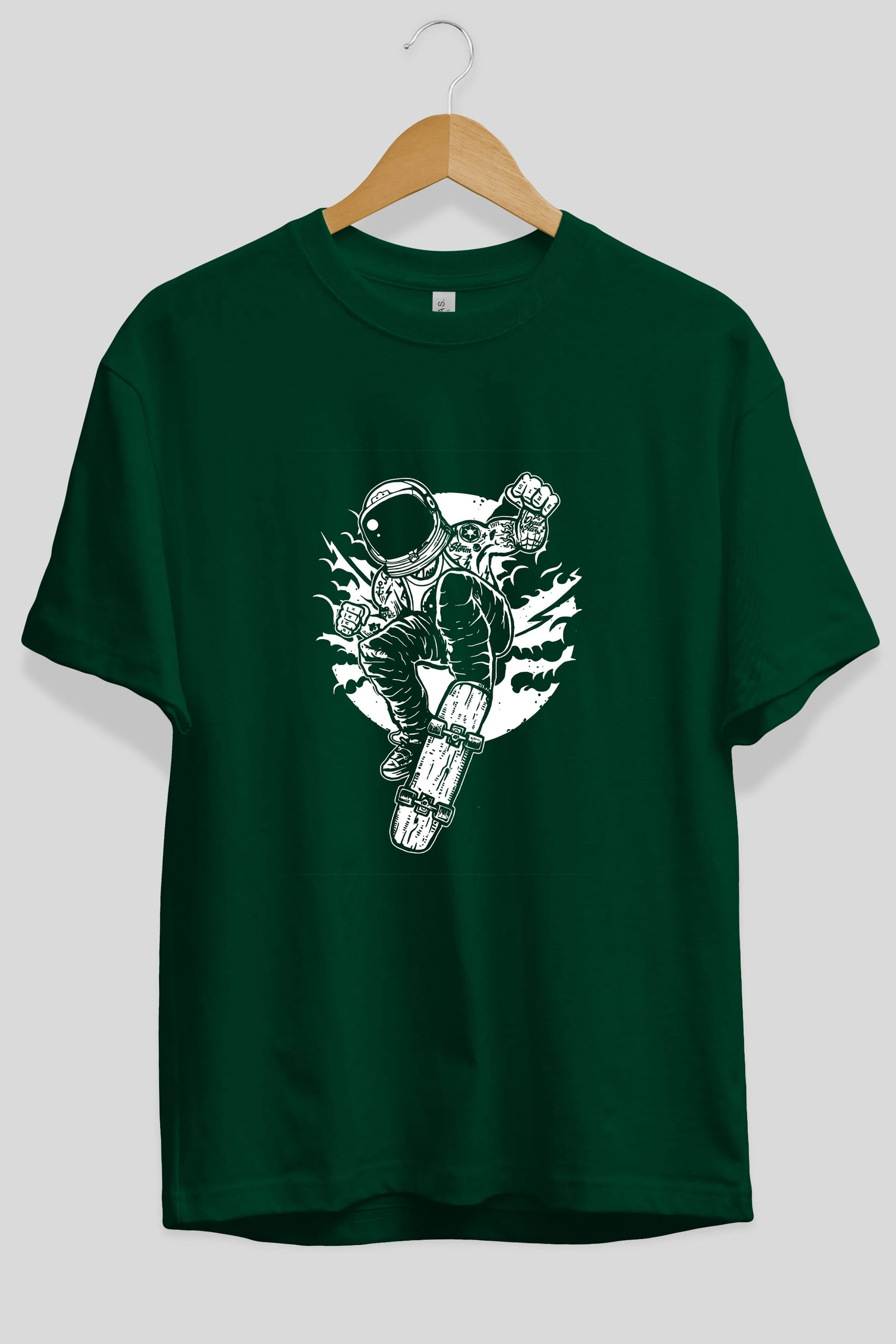 Space Skater Ön Baskılı Oversize t-shirt Erkek Kadın Unisex %100 Pamuk tişort