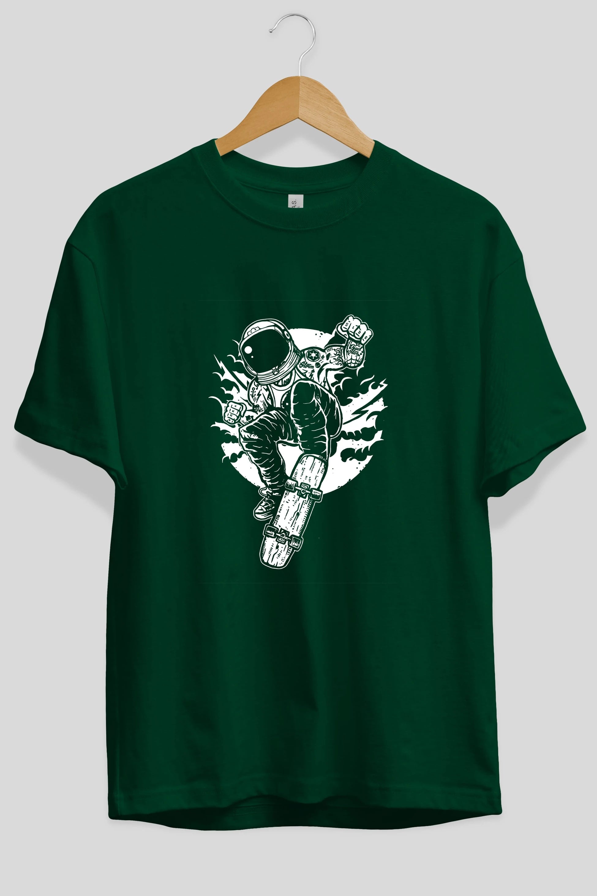Space Skater Ön Baskılı Oversize t-shirt Erkek Kadın Unisex %100 Pamuk tişort