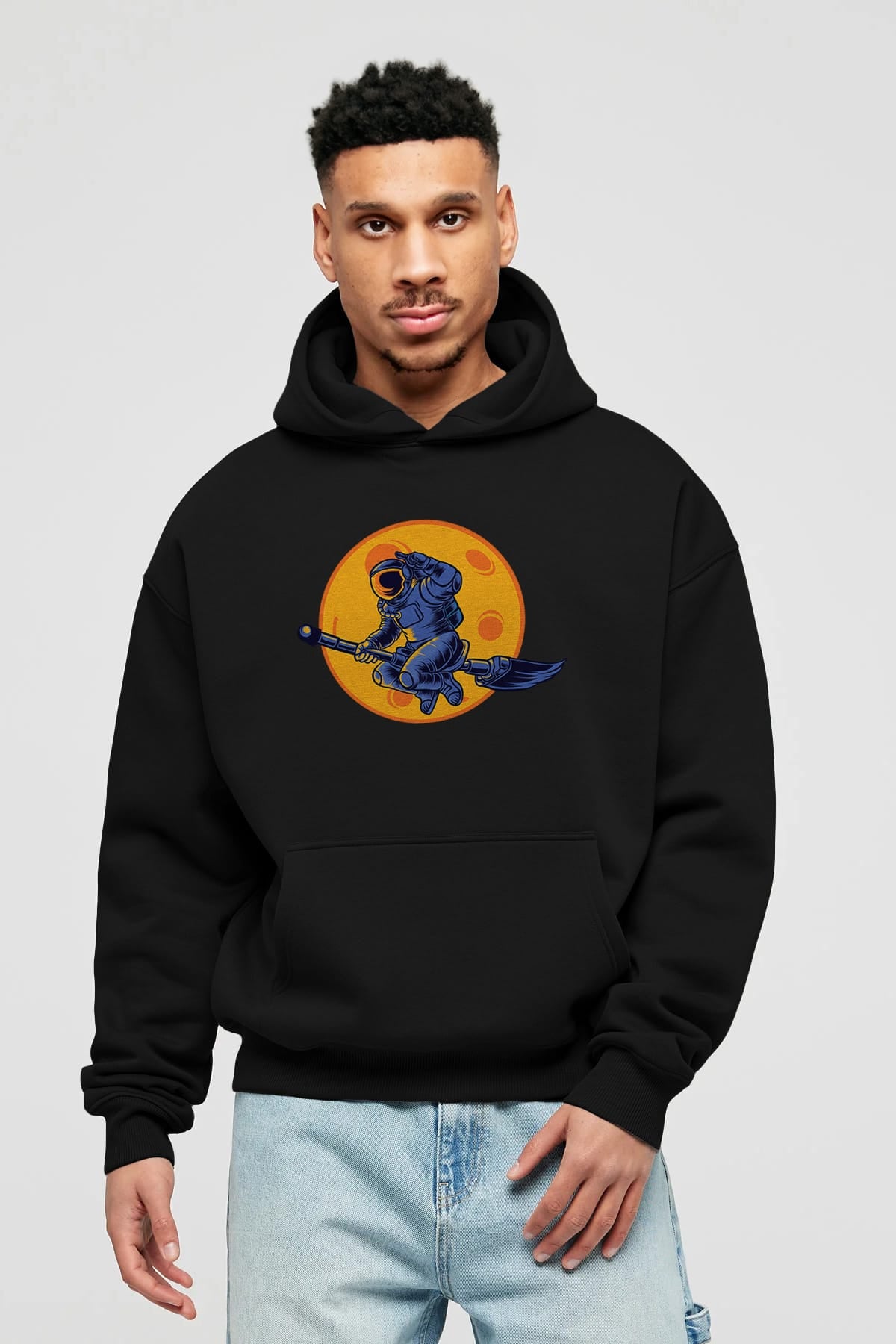 Space Witch Ön Baskılı Hoodie Oversize Kapüşonlu Sweatshirt Erkek Kadın Unisex