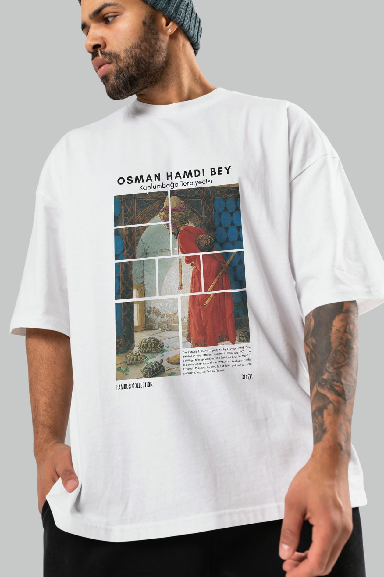 Osman Hamdi Bey ön Baskılı Oversize t-shirt Erkek Kadın Bisiklet Yaka Pamuk tişort