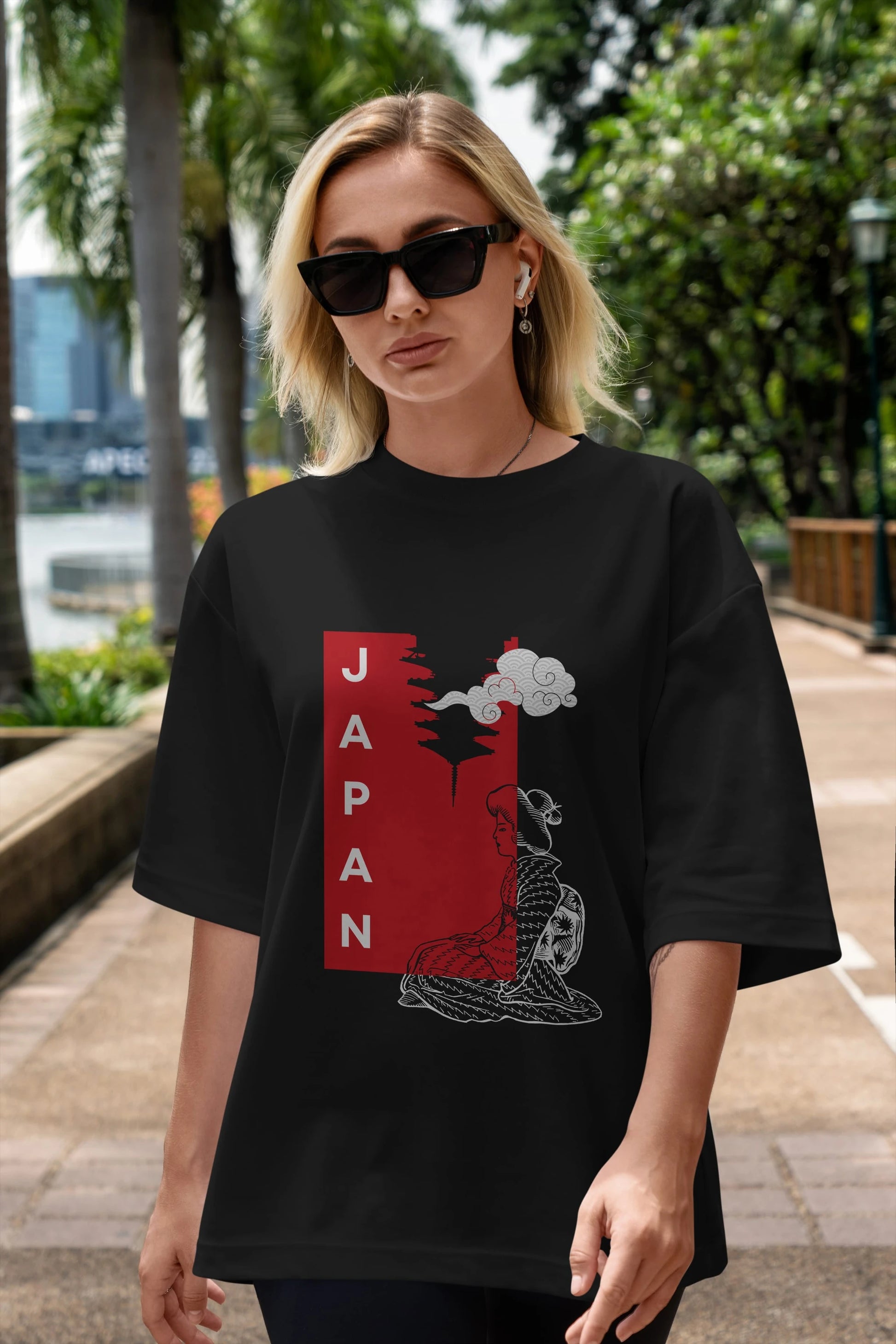 Japan Yazılı Streetwear Ön Baskılı Oversize t-shirt Erkek Kadın Unisex