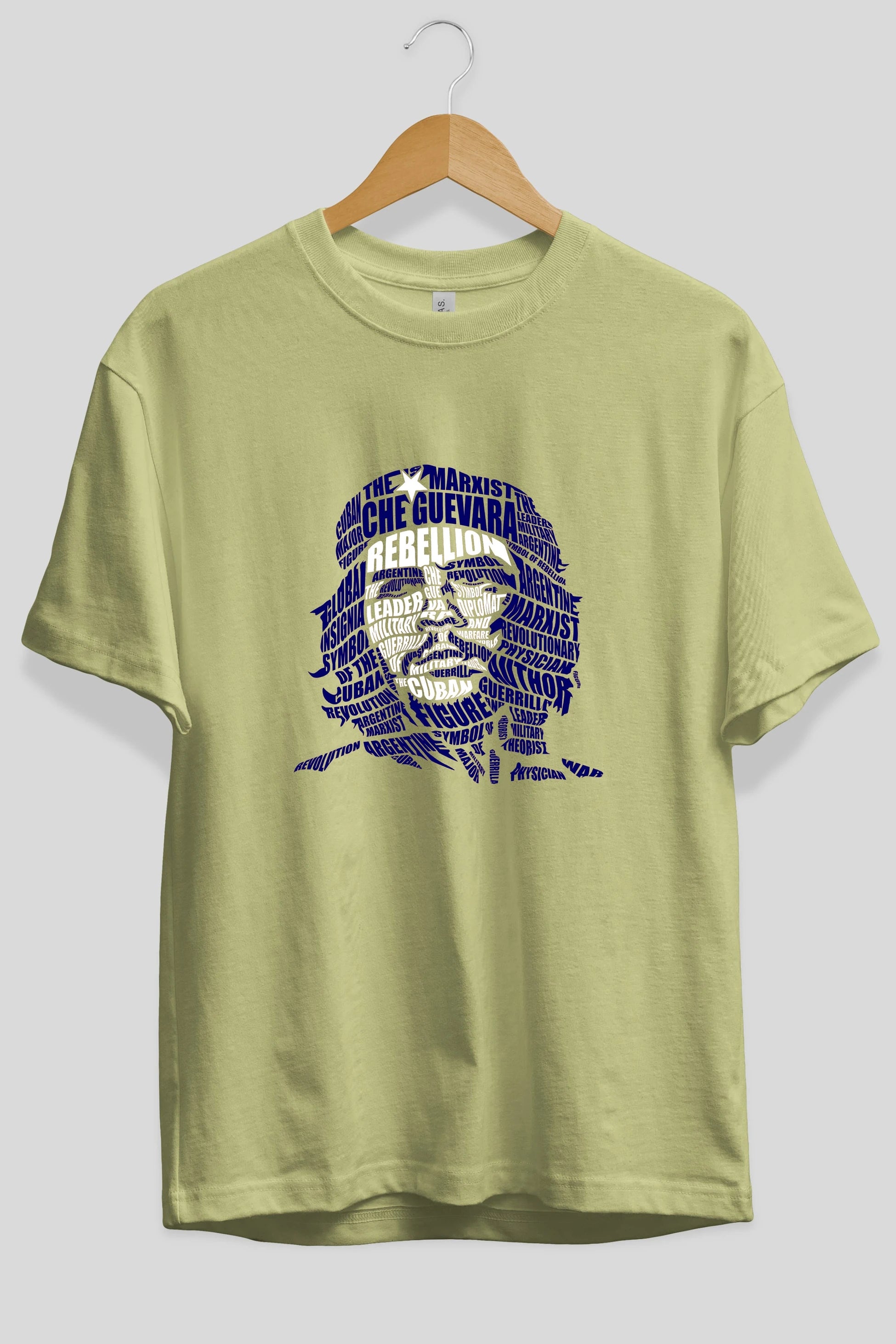 Che Guevara Calligram Ön Baskılı Oversize t-shirt %100 pamuk Erkek Kadın Unisex