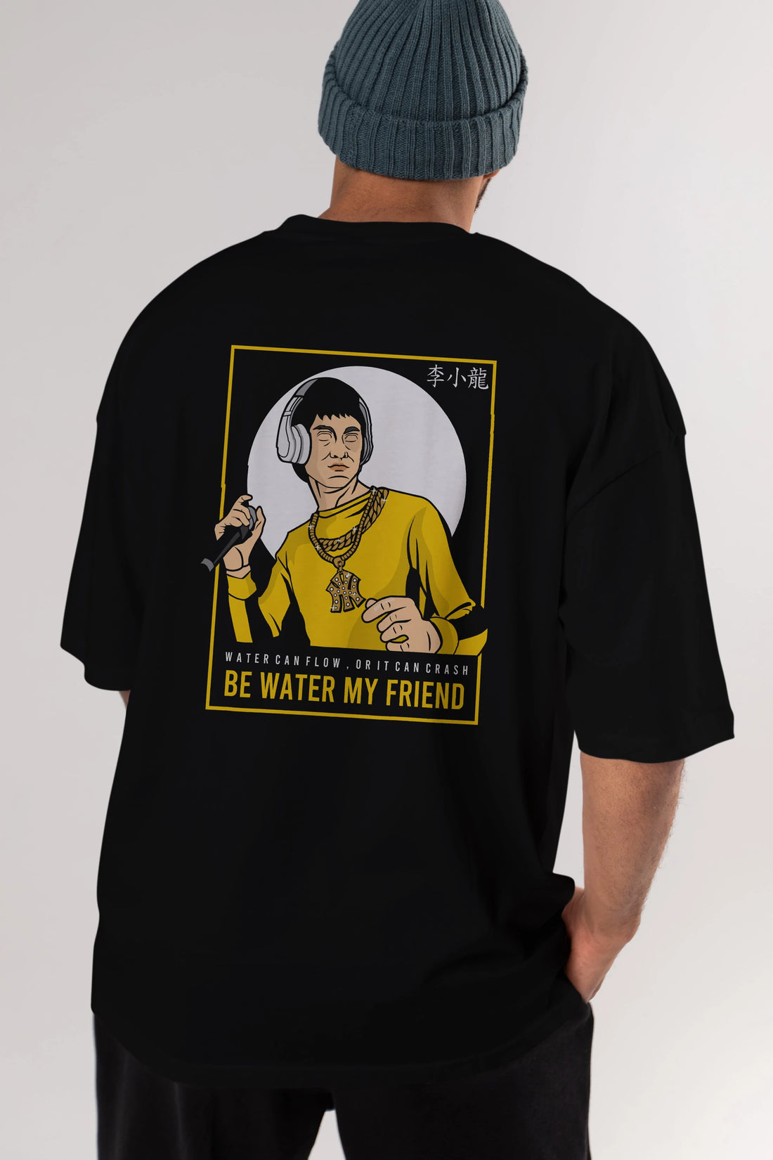 Bruce Lee Rapper Arka Baskılı Oversize t-shirt Erkek Kadın Unisex %100 Pamuk tişort