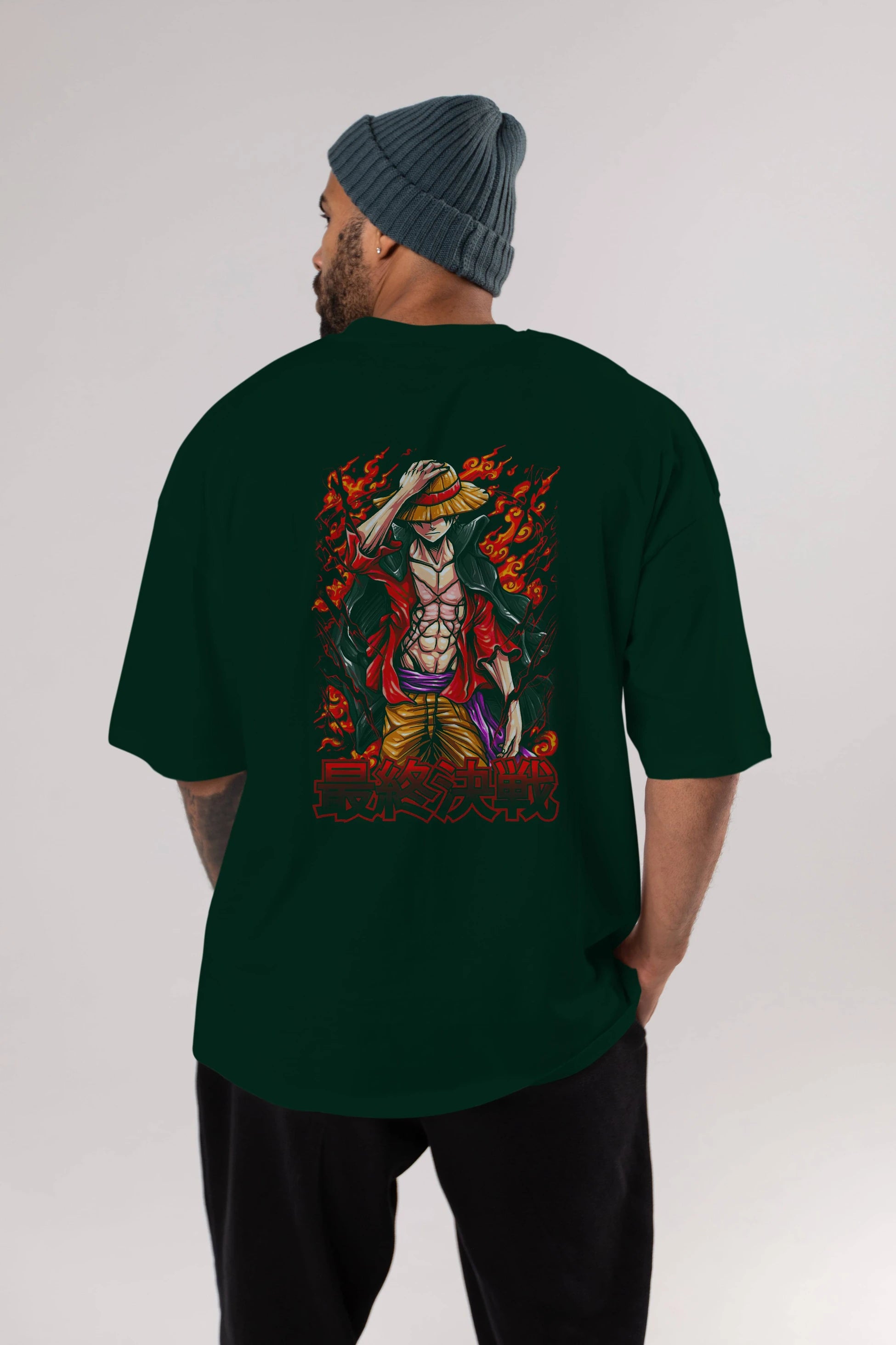 MONKEY D. LUFFY (3) Anime Arka Baskılı Oversize t-shirt Erkek Kadın Unisex