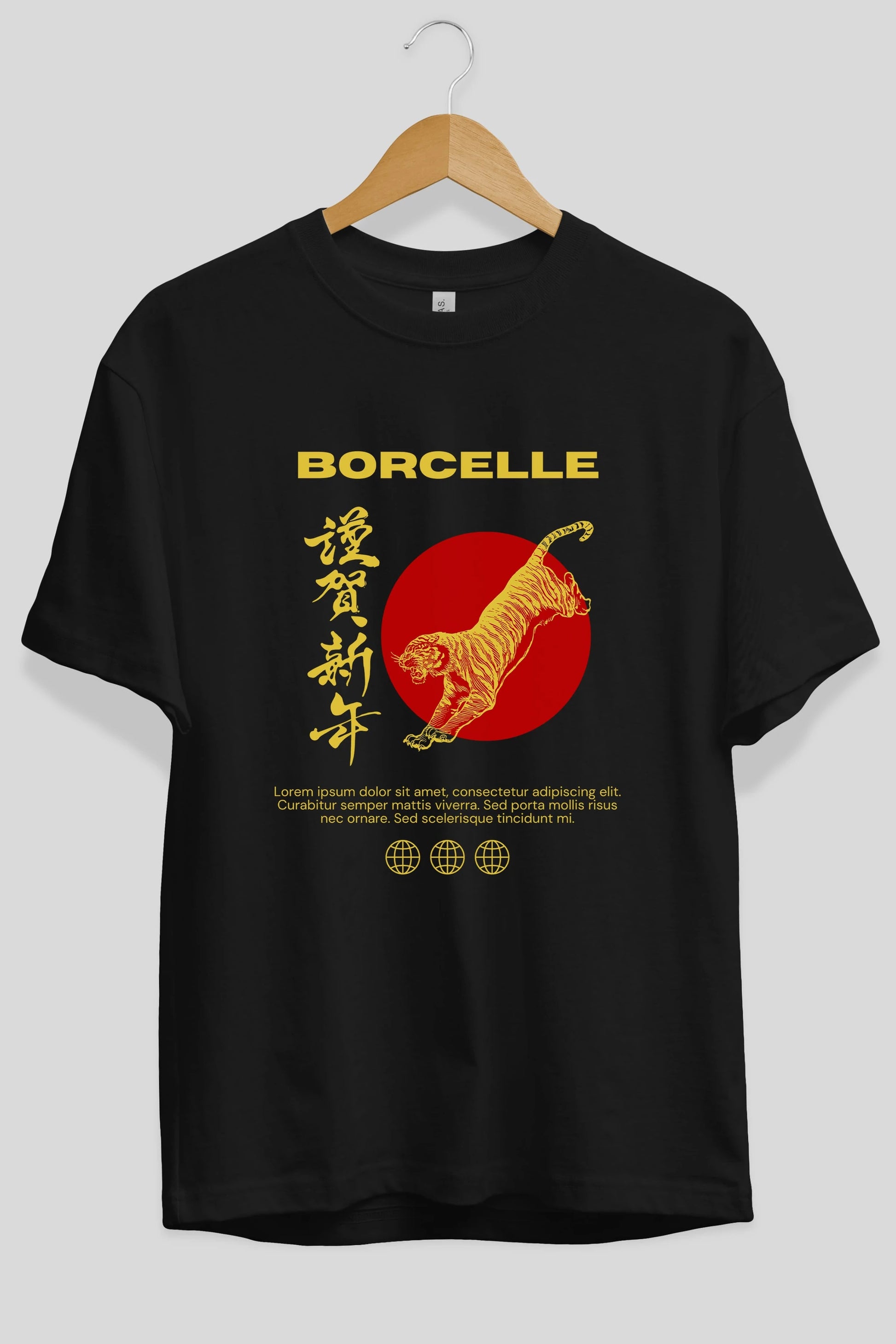 Borcelle Tiger Streetwear Ön Baskılı Oversize t-shirt Erkek Kadın Unisex