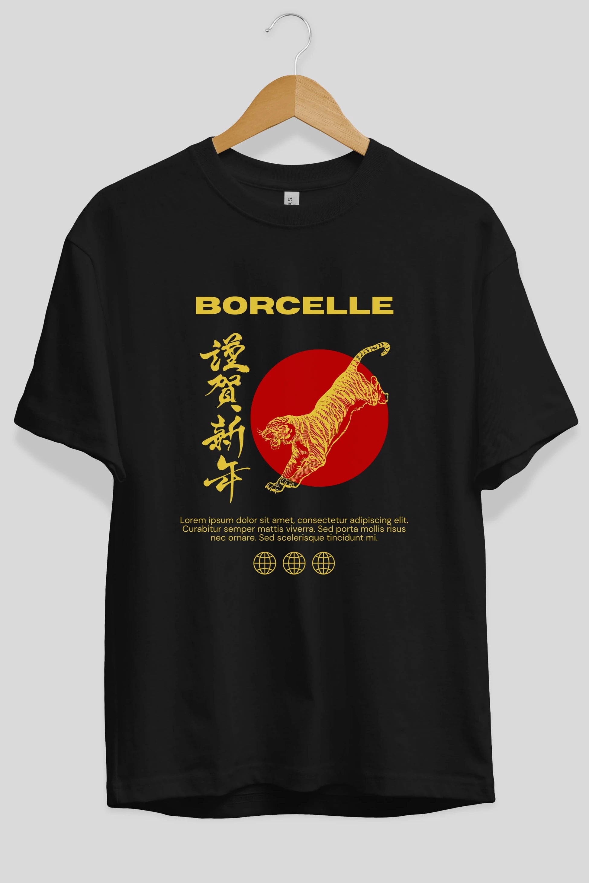 Borcelle Tiger Streetwear Ön Baskılı Oversize t-shirt Erkek Kadın Unisex