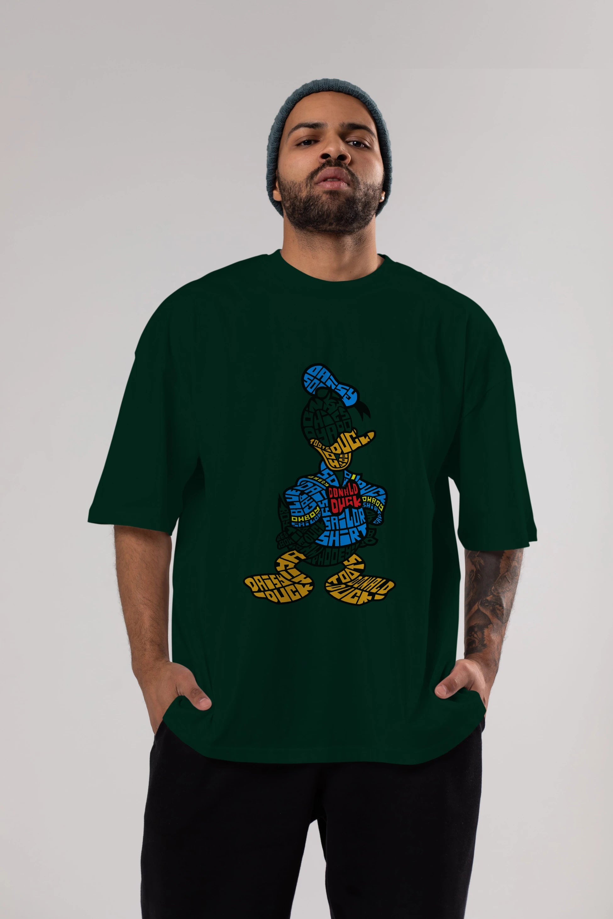 Donald Ön Baskılı Oversize t-shirt %100 pamuk Erkek Kadın Unisex