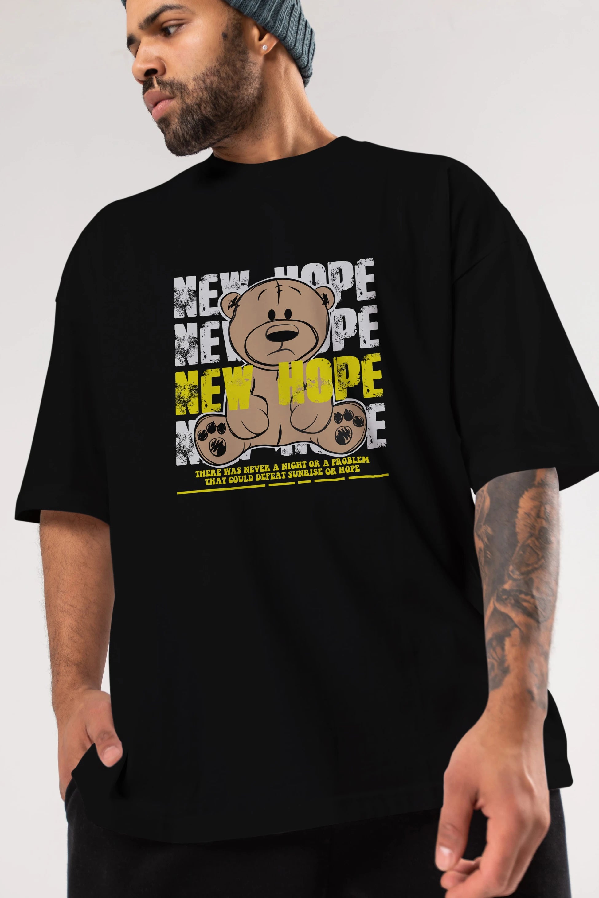 Teddy Bear New Hope Ön Baskılı Oversize t-shirt Erkek Kadın Unisex