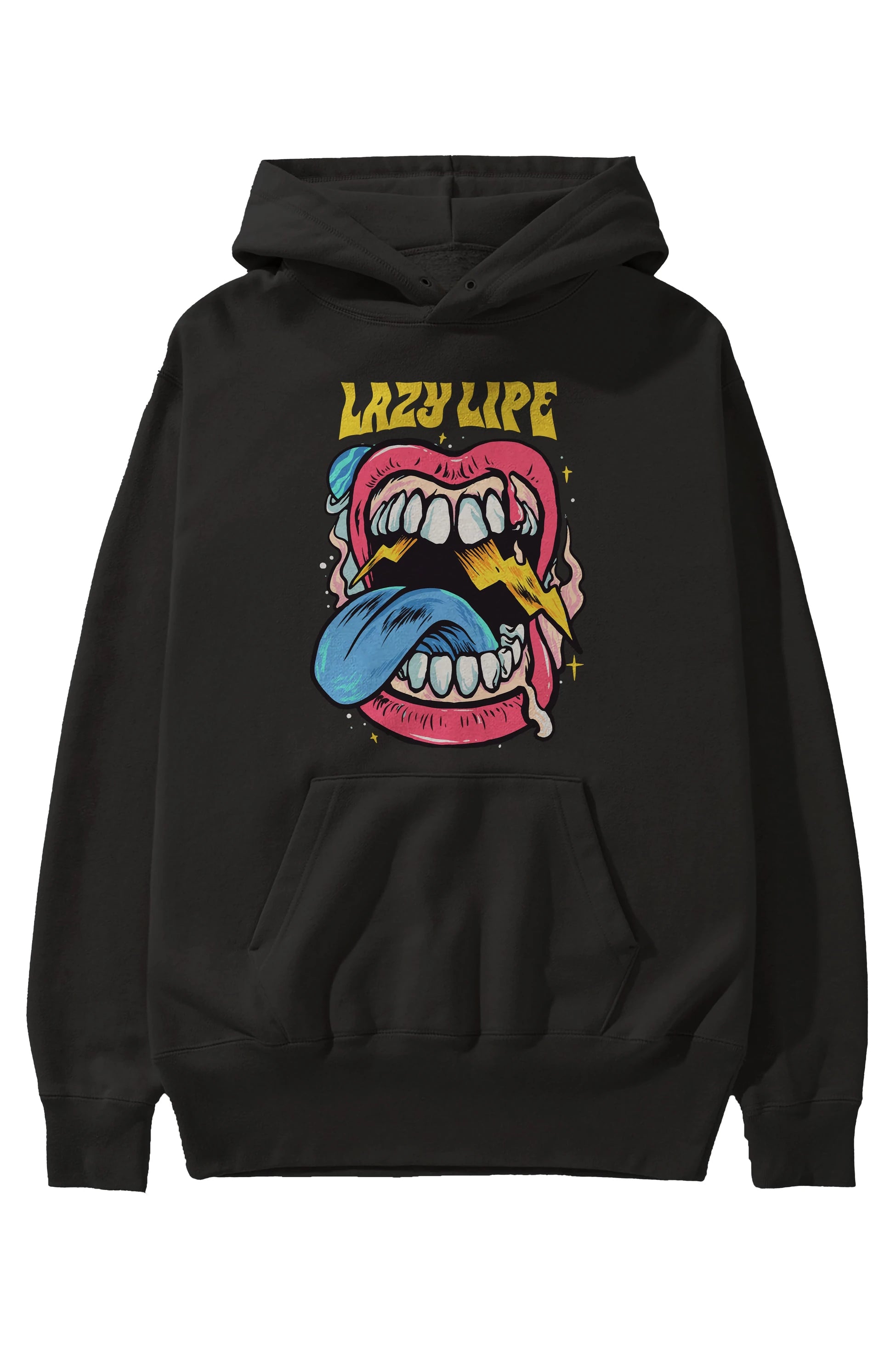 Lazy Lipe Ön Baskılı Hoodie Oversize Kapüşonlu Sweatshirt Erkek Kadın Unisex