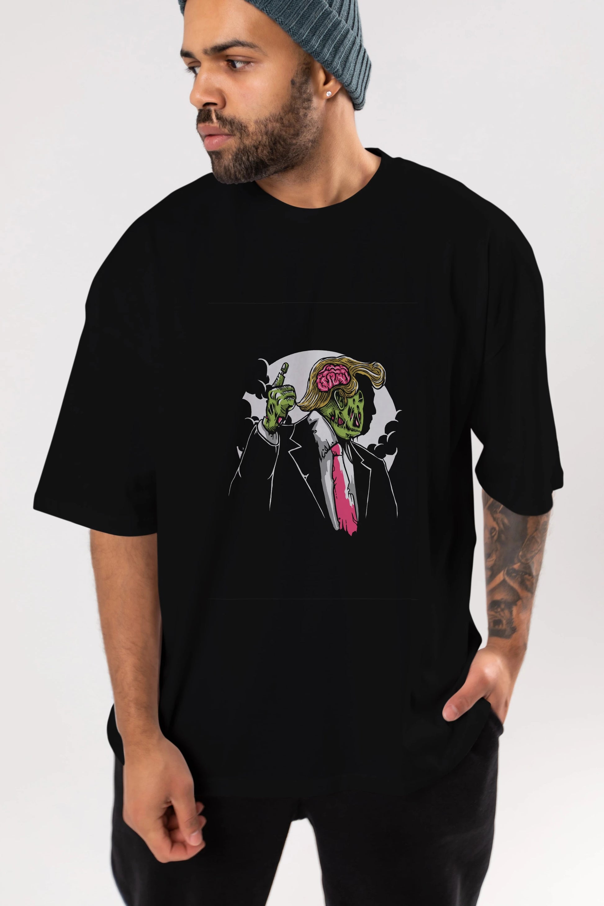 Make Zombie Great Again Ön Baskılı Oversize t-shirt Erkek Kadın Unisex %100 Pamuk tişort