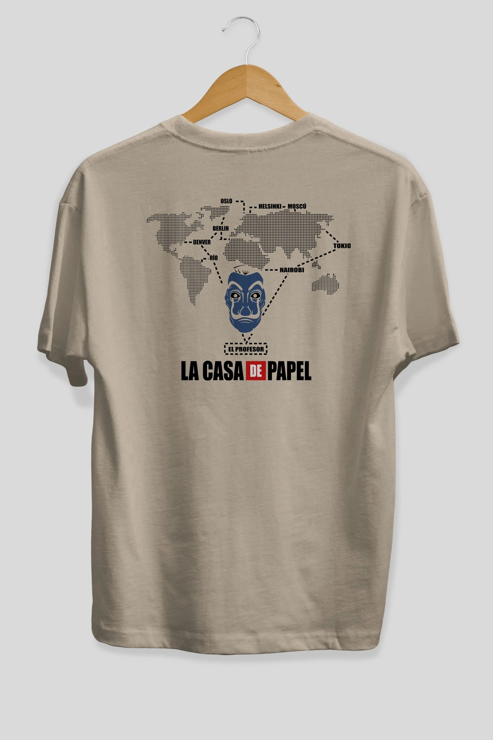 La Casa De Papel Arka Baskılı Oversize t-shirt Erkek Kadın Unisex %100 Pamuk Bisiklet Yaka tişort