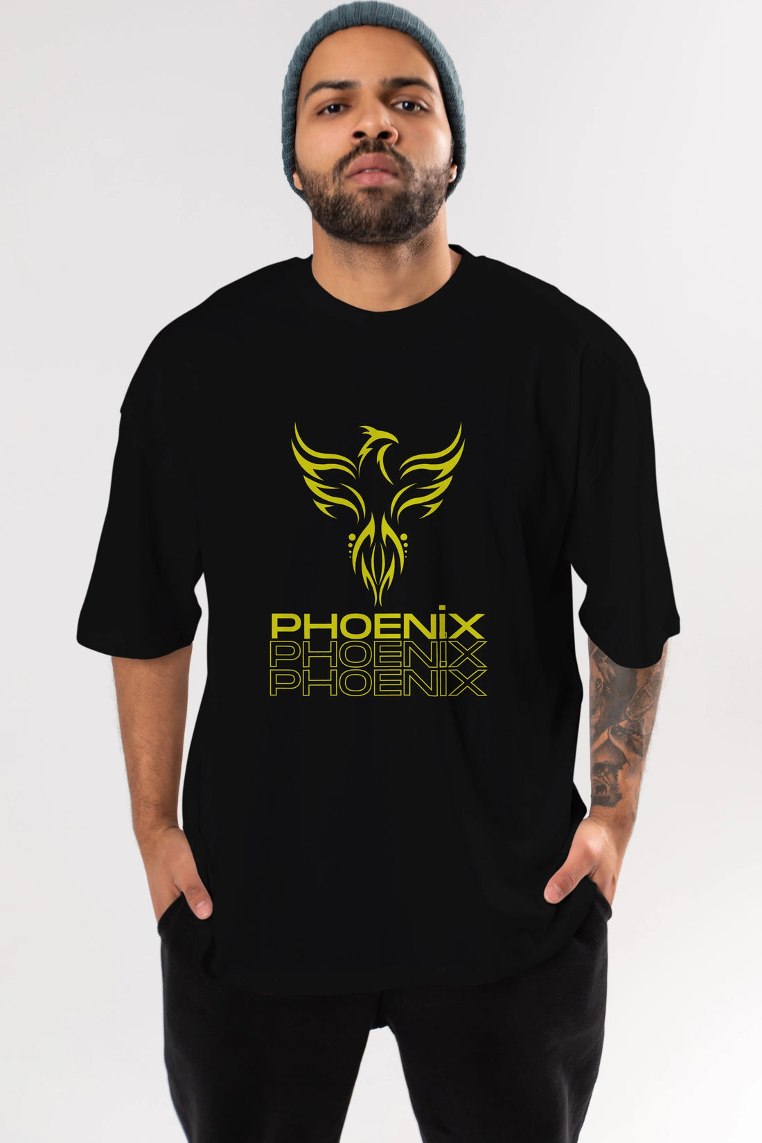Phoenix Yazılı Ön Baskılı Oversize t-shirt Erkek Kadın Unisex