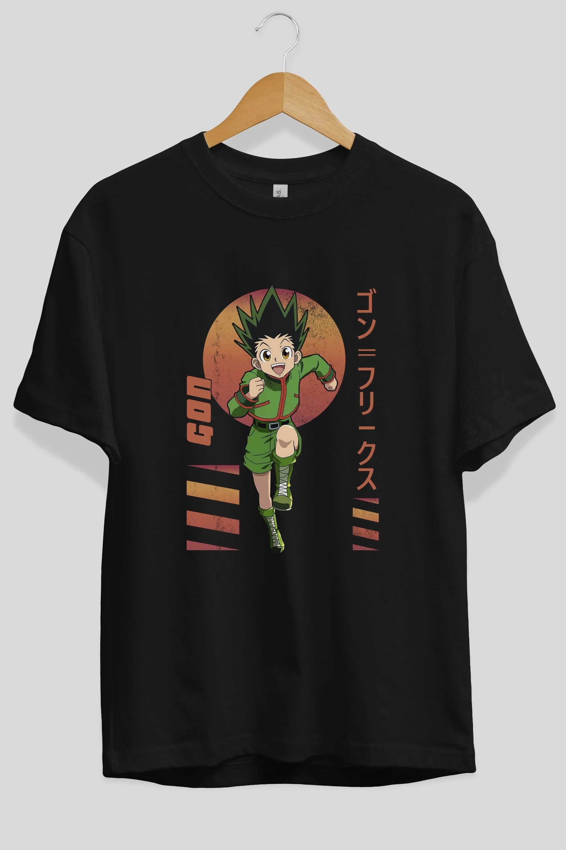 Gon Freecss HUNTER X HUNTER 2 Anime Ön Baskılı Oversize t-shirt %100 pamuk Erkek Kadın Unisex