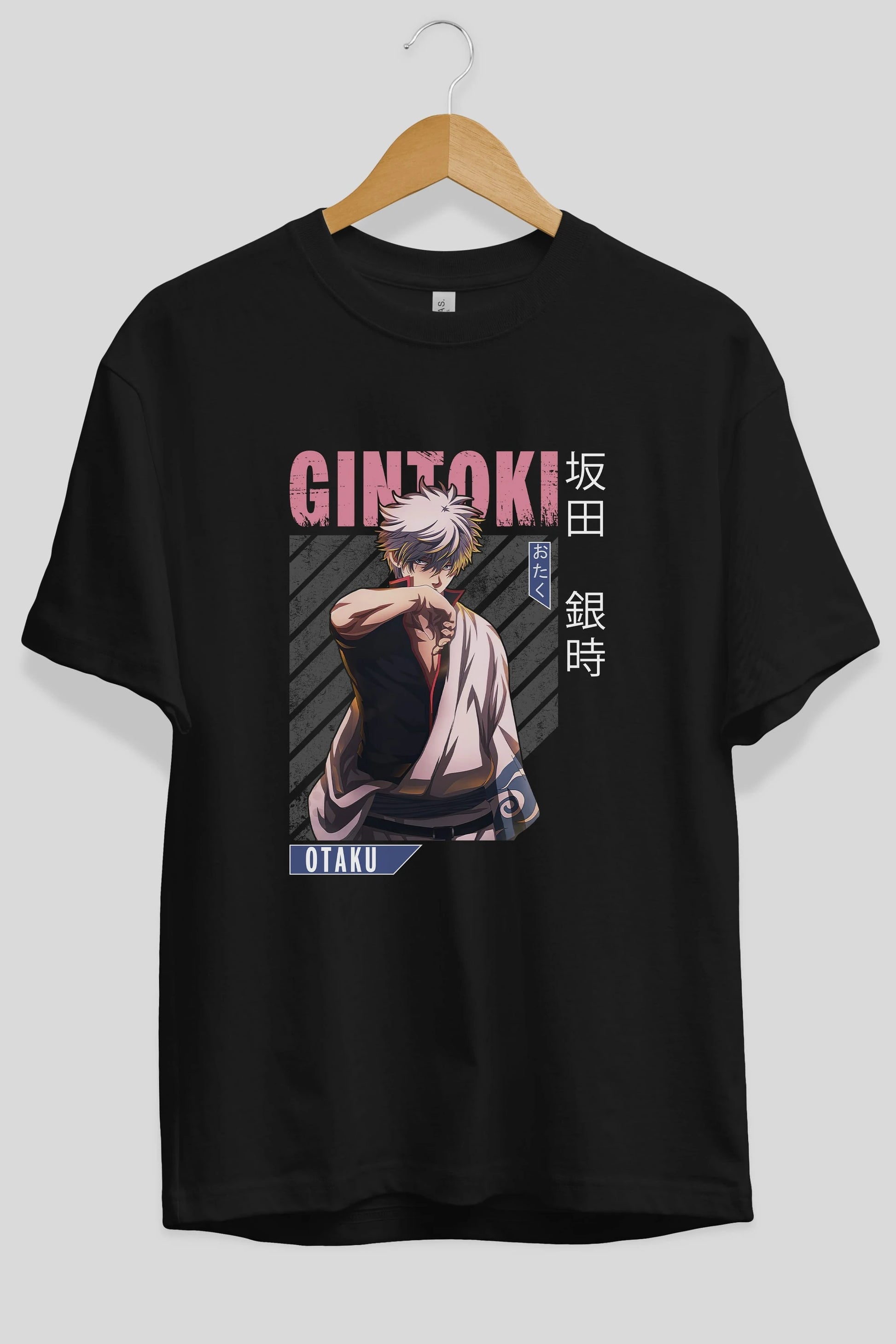 Gintoki Sakata Anime Ön Baskılı Oversize t-shirt %100 pamuk Erkek Kadın Unisex