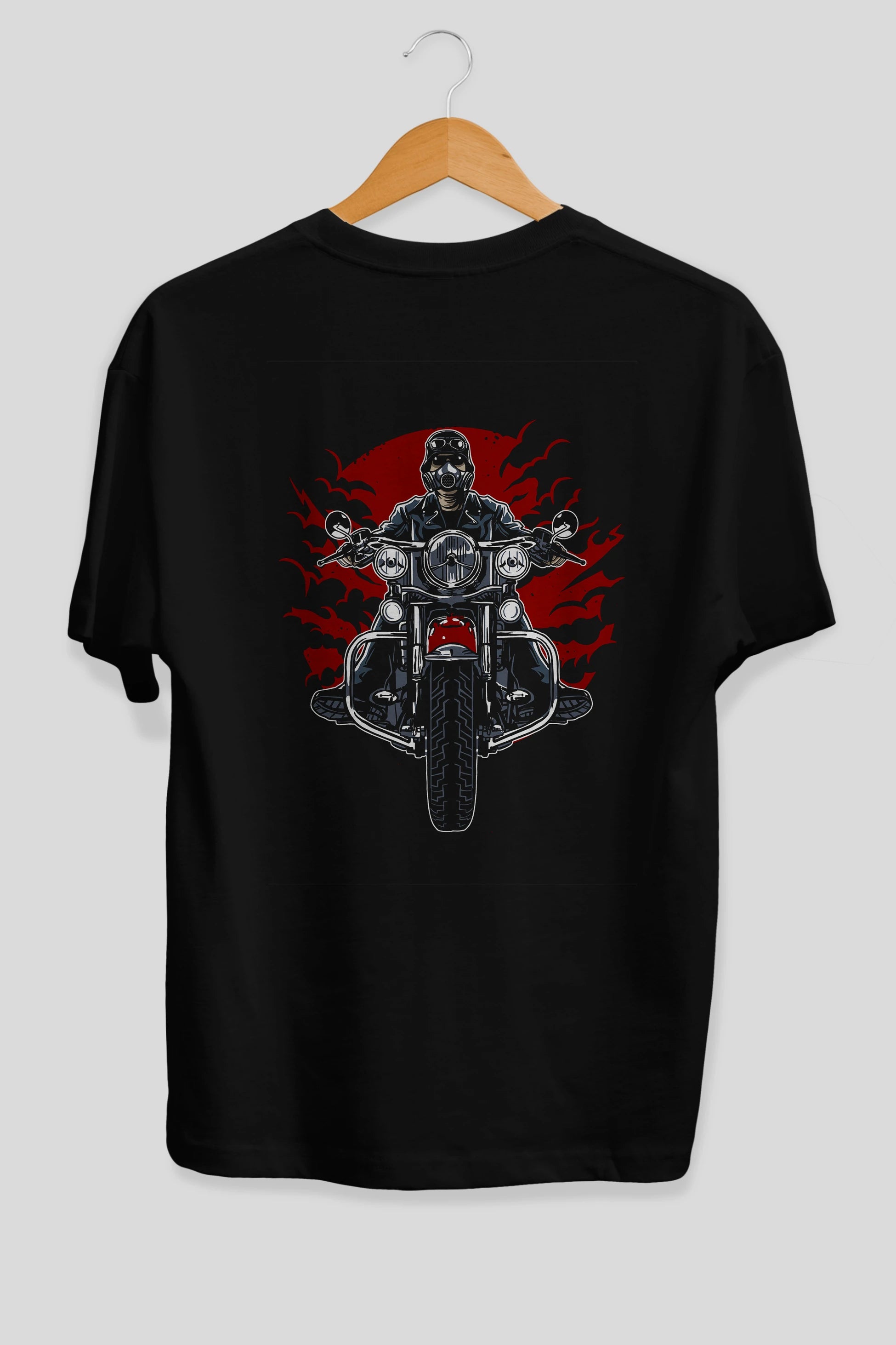 Wild Biker Arka Baskılı Oversize t-shirt Erkek Kadın Unisex %100 Pamuk