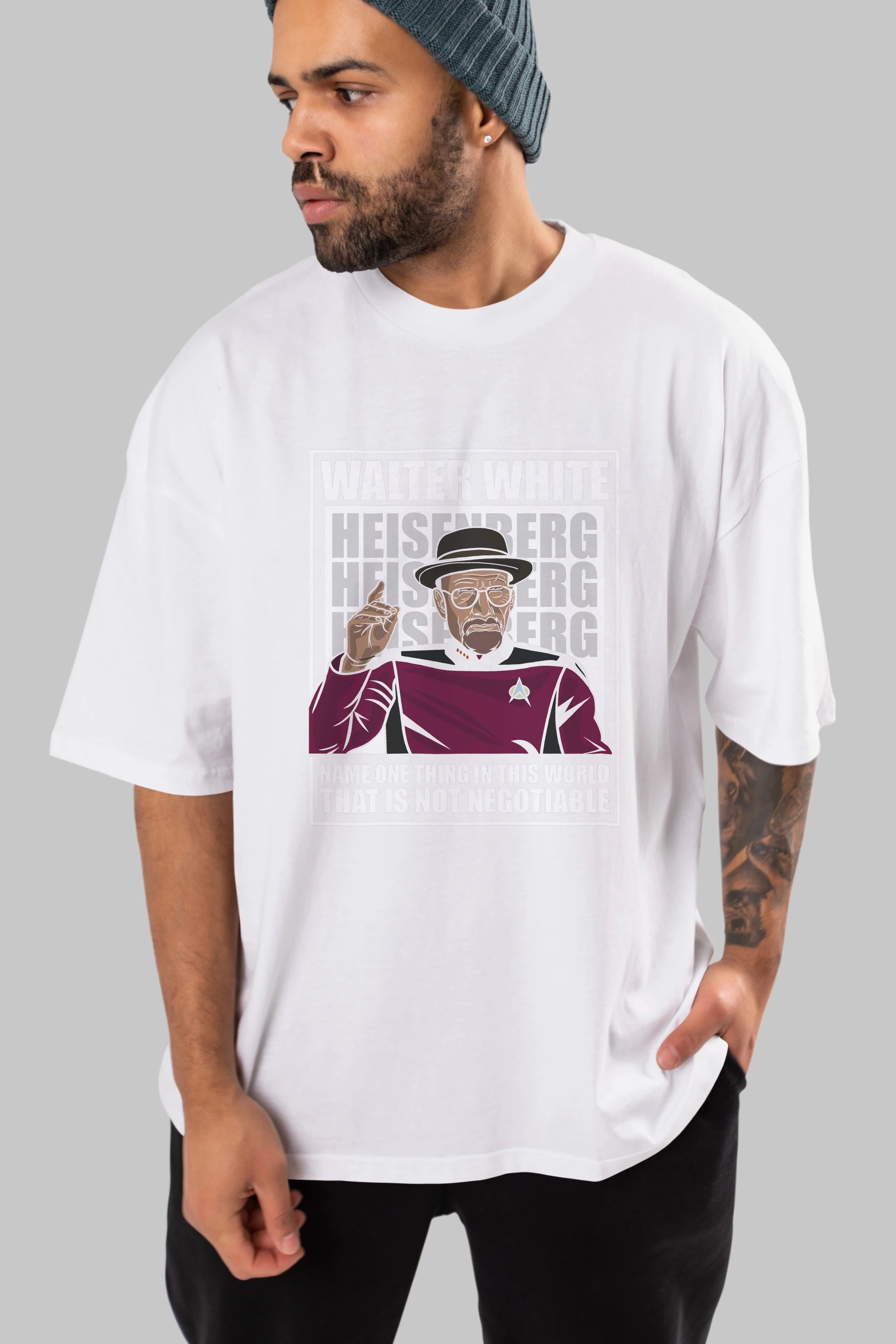 Captain Pixard Heisenberg Ön Baskılı Oversize t-shirt Erkek Kadın Unisex %100 Pamuk tişort