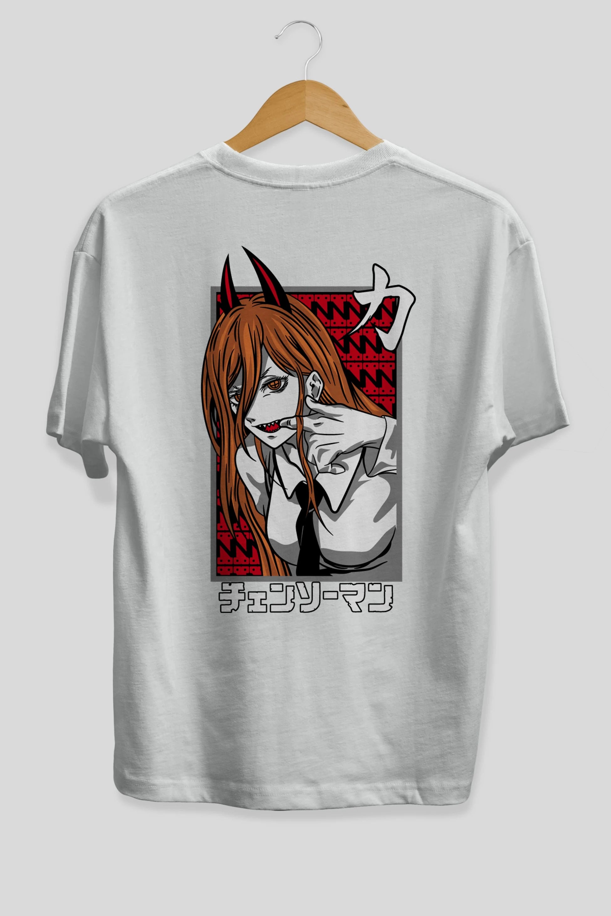 CHAINSAWMAN POWER Anime Arka Baskılı Oversize t-shirt Erkek Kadın Unisex