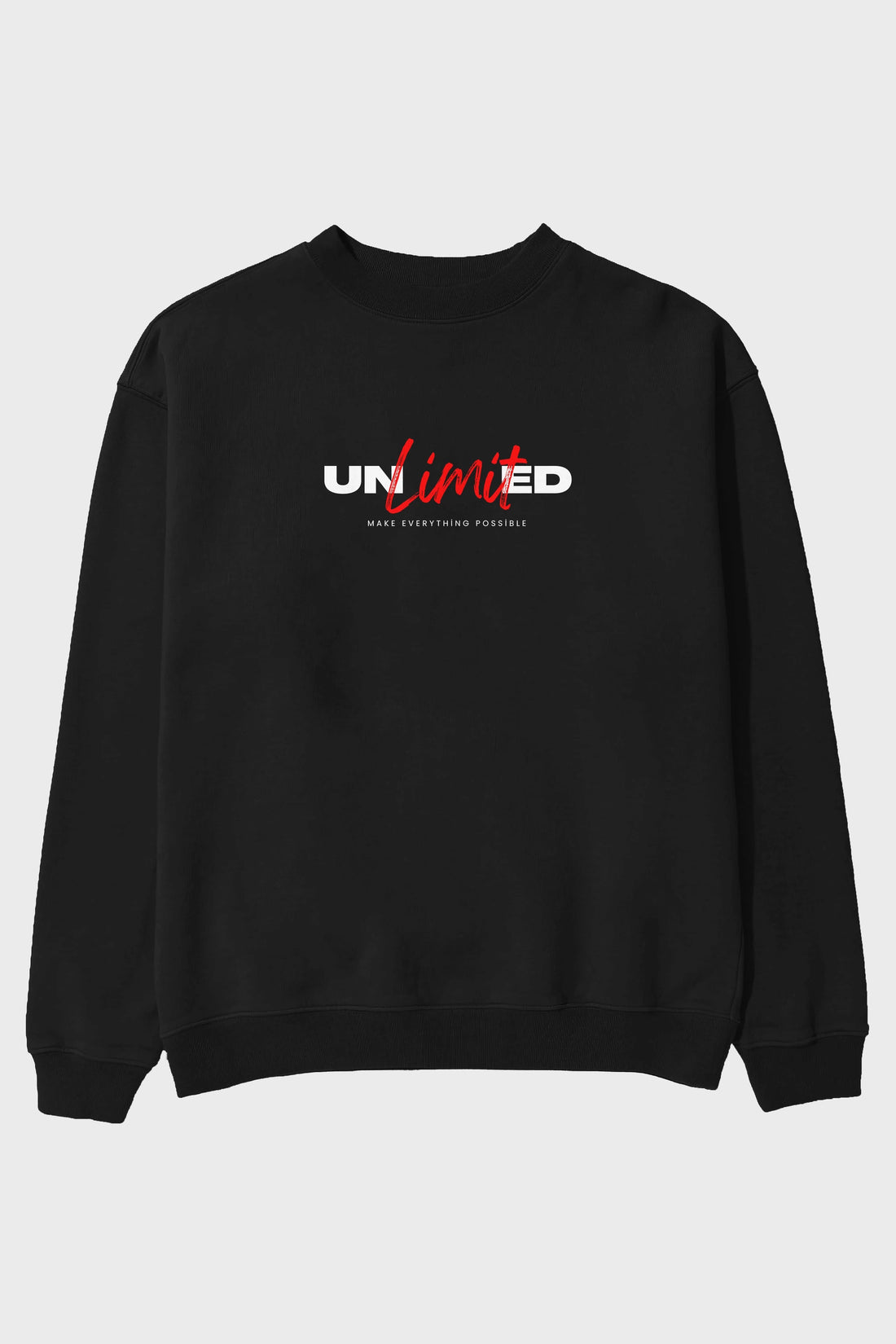 Unlimited Yazılı Ön Baskılı Oversize Sweatshirt Erkek Kadın Unisex
