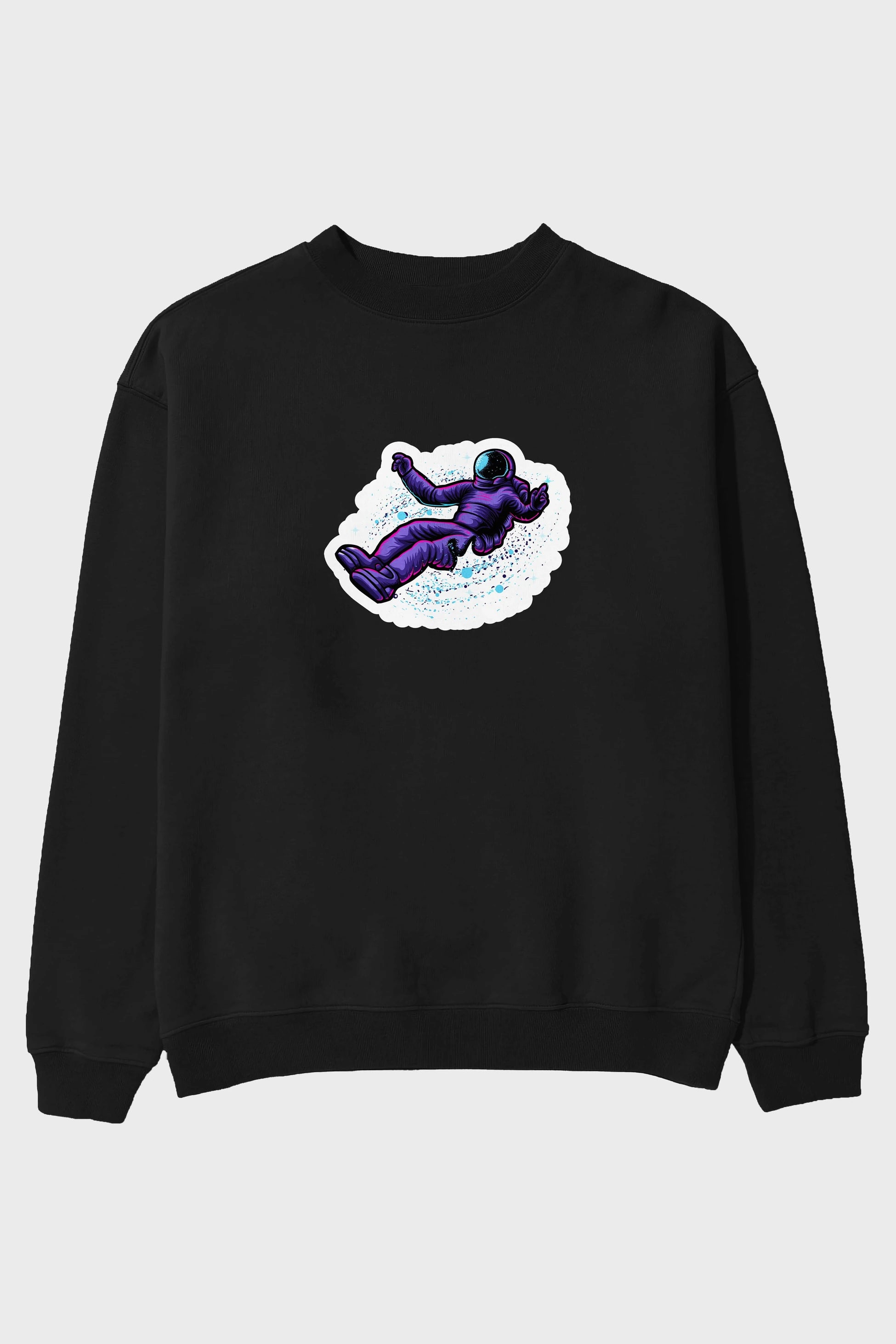 Having fun in outer space sticker Ön Baskılı Oversize Sweatshirt Erkek Kadın Unisex