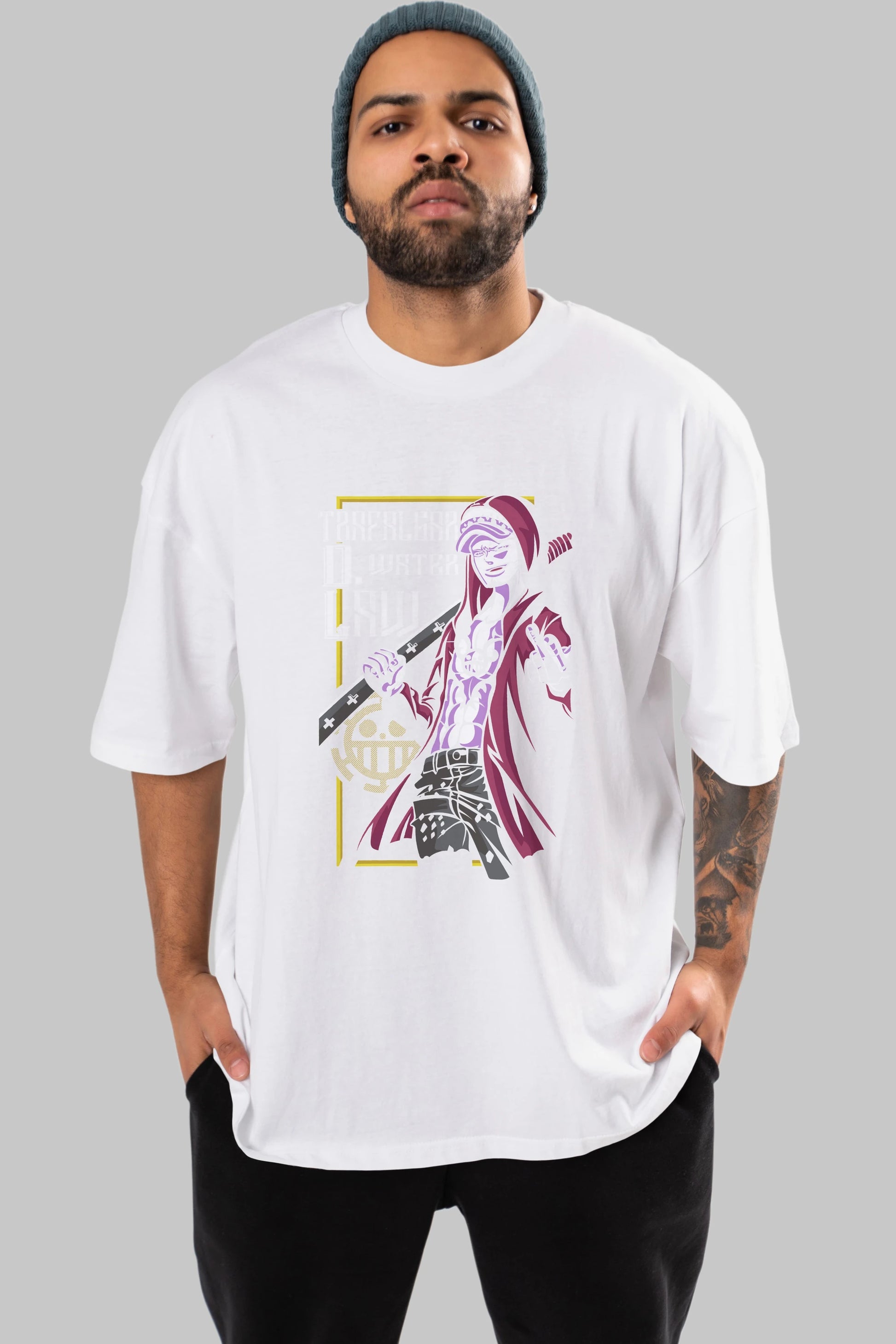 Trafalgar D. Water Law Anime Ön Baskılı Oversize t-shirt Erkek Kadın Unisex