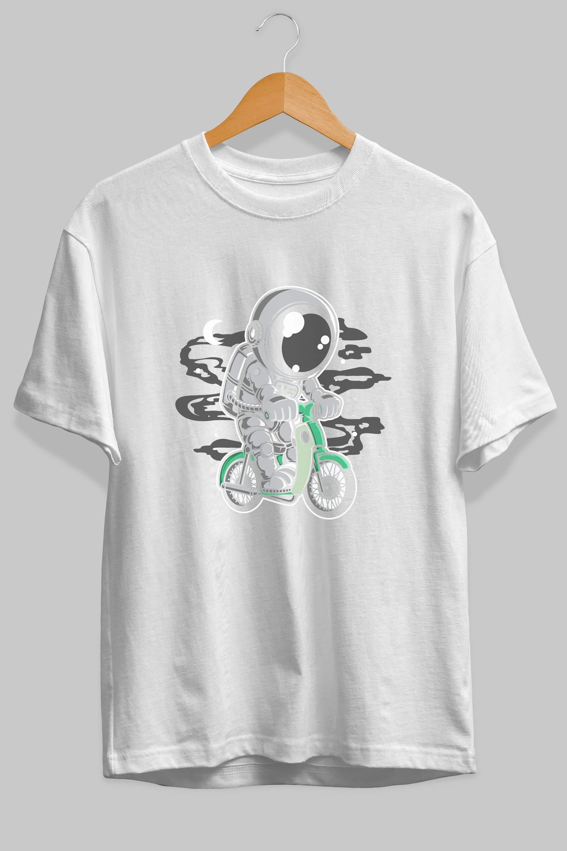 Astronaut Classic Motorbike Ön Baskılı Oversize t-shirt Erkek Kadın Unisex