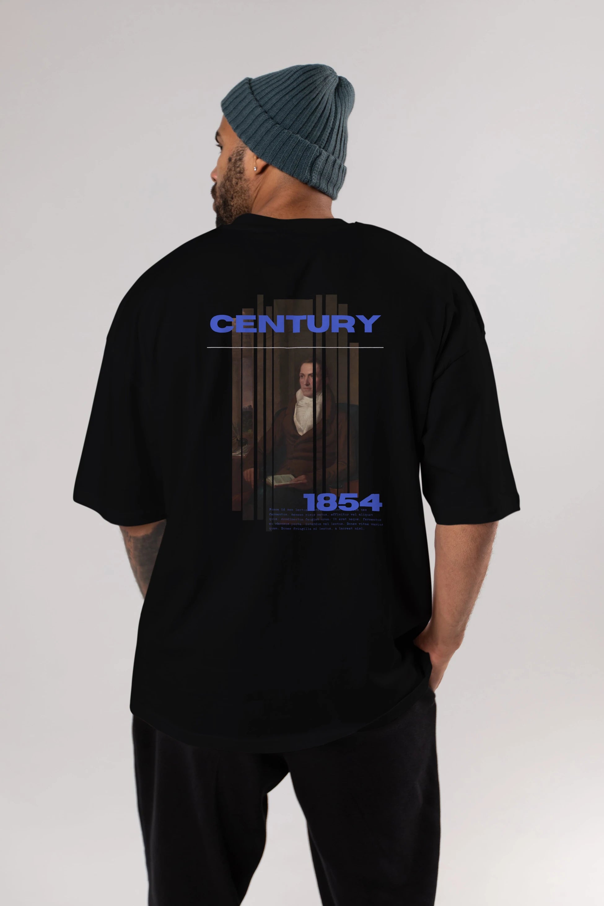 Century 1854 Yazılı Arka Baskılı Oversize t-shirt Erkek Kadın Unisex