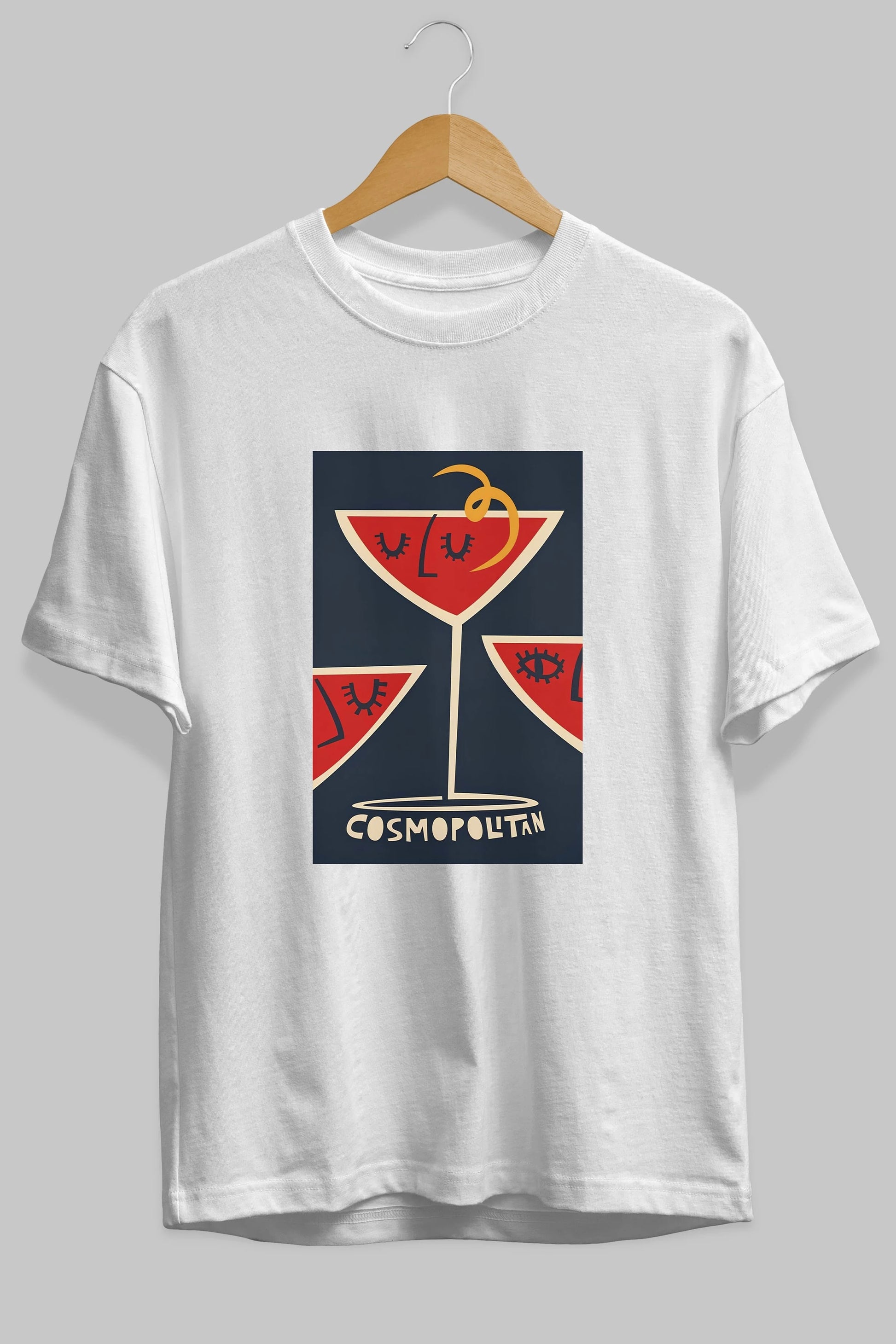 Cosmopolitan 4 Ön Baskılı Oversize t-shirt Erkek Kadın Unisex %100 Pamuk Bisiklet Yaka tişort