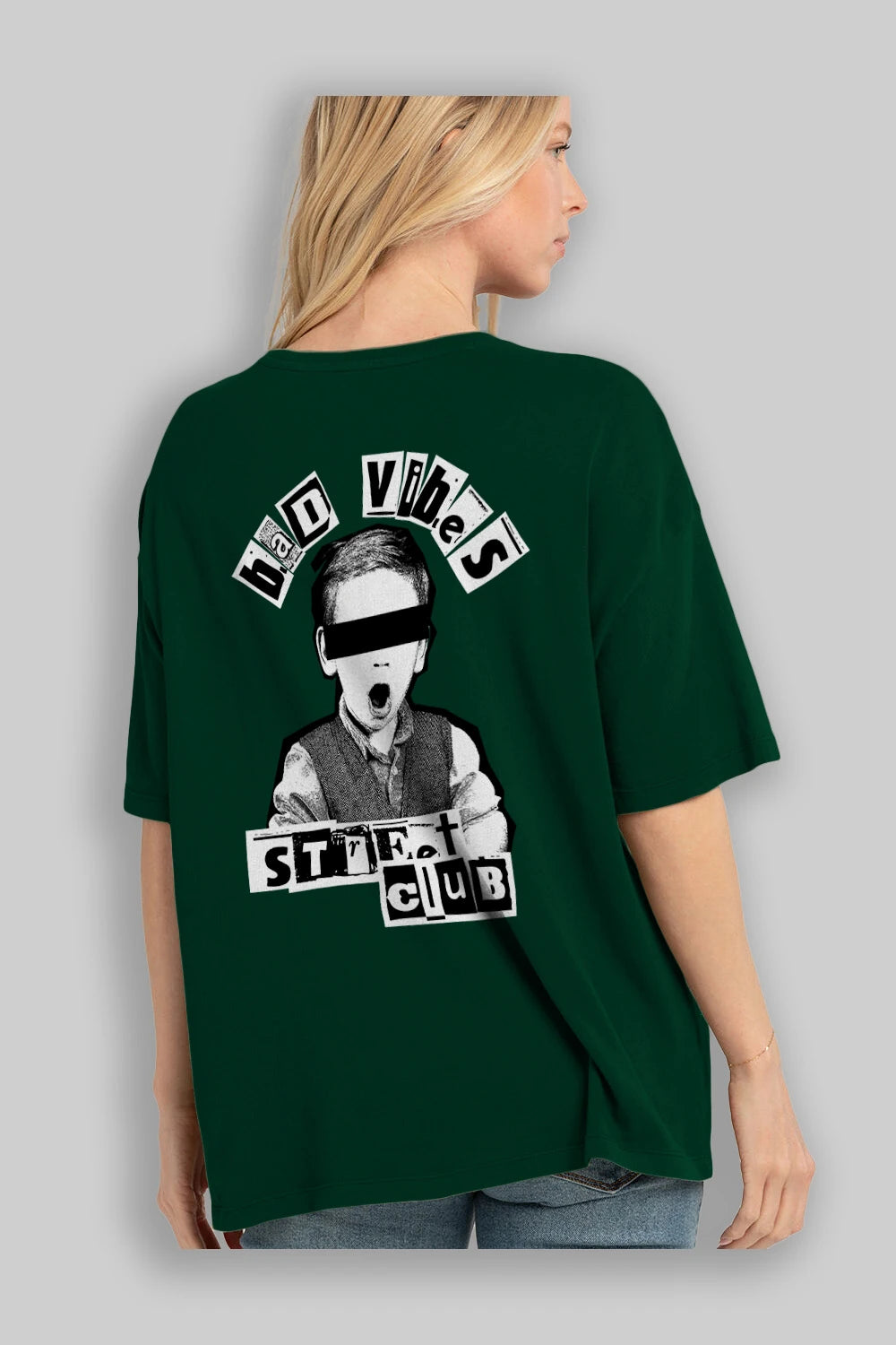 Bad Vibes Street Club Arka Baskılı Oversize t-shirt Erkek Kadın Unisex