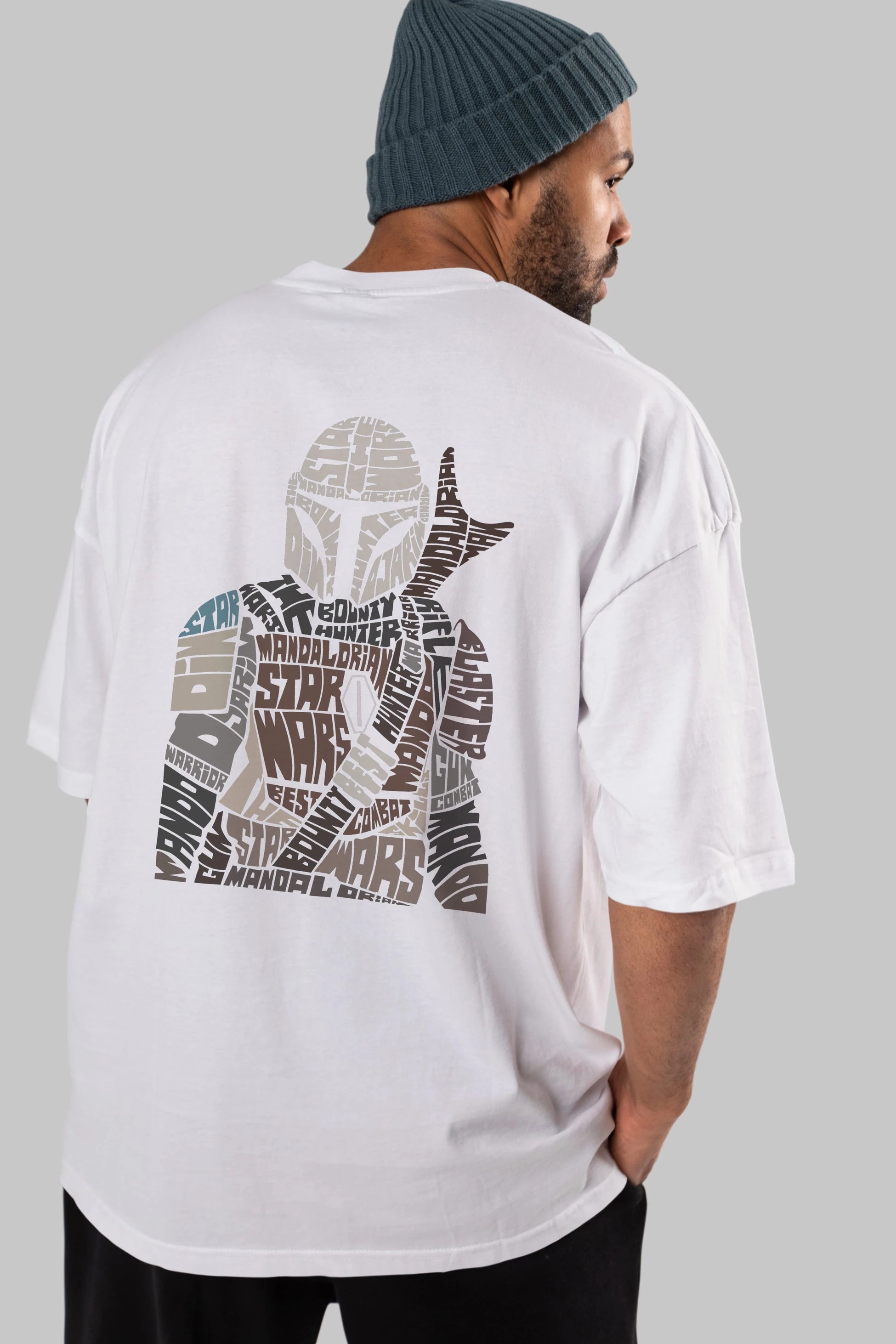 Mandalorian Arka Baskılı Oversize t-shirt %100 pamuk Erkek Kadın Unisex