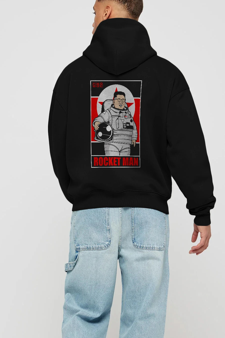 Astronot Kim Arka Baskılı Hoodie Oversize Kapüşonlu Sweatshirt Erkek Kadın Unisex
