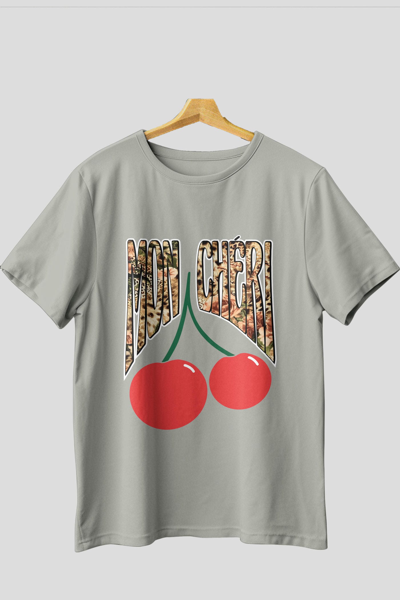 Mon Cherry Cherries Ön Baskılı Oversize t-shirt Erkek Kadın Pamuk Bisiklet Yaka tişort
