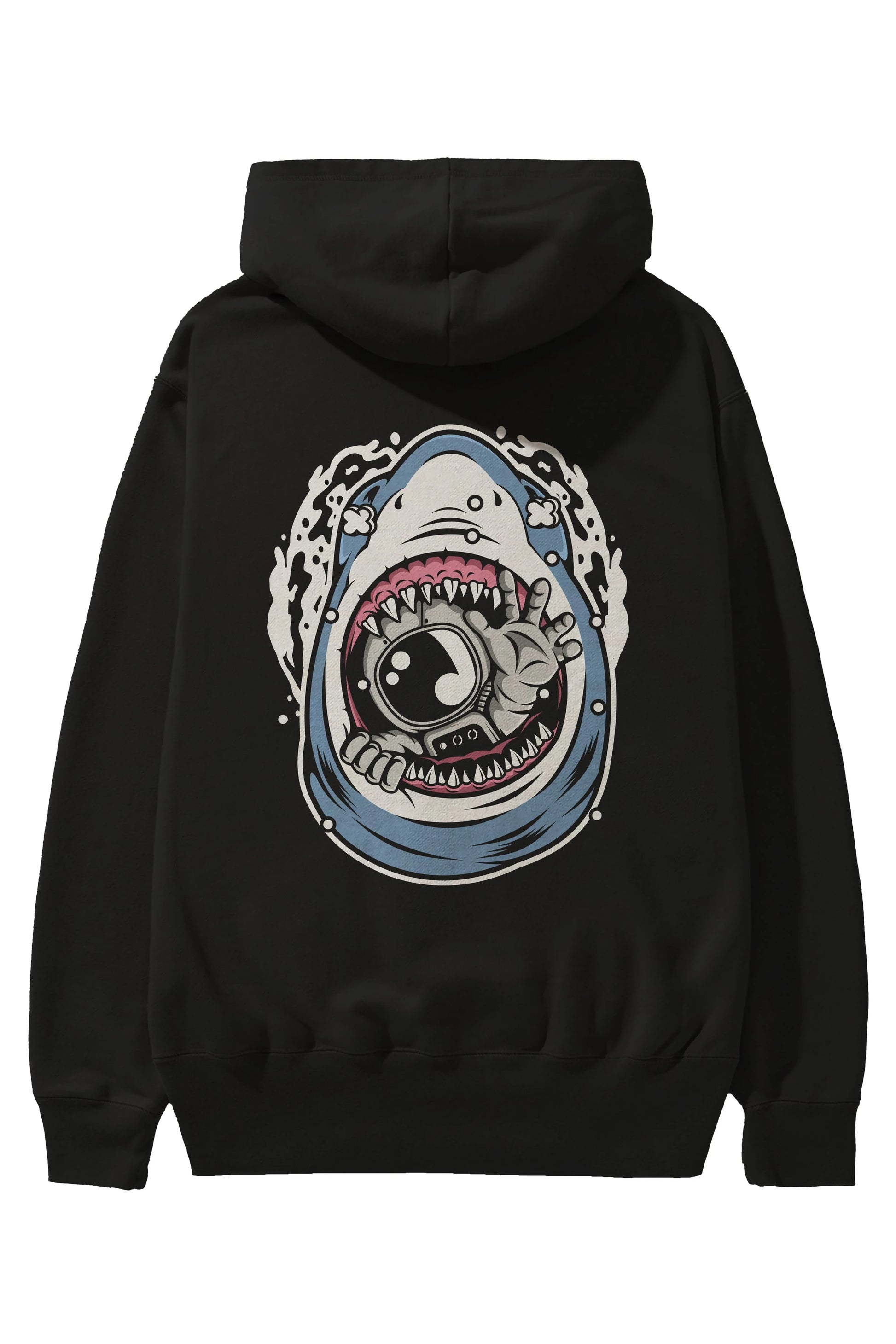 Astronaut Shark Arka Baskılı Hoodie Oversize Kapüşonlu Sweatshirt Erkek Kadın Unisex